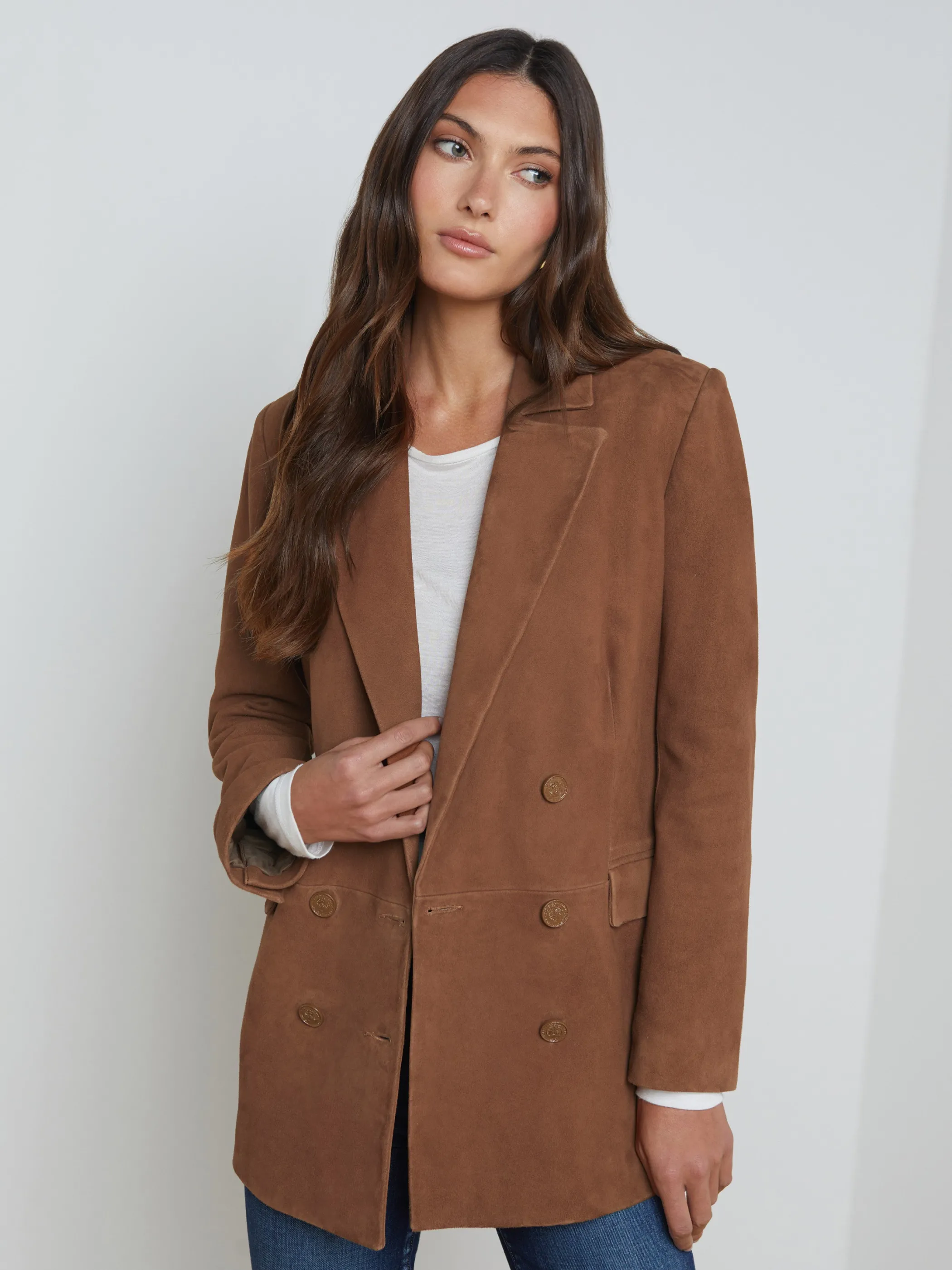 Blazers & Jackets*L'AGENCE AIMEE SUEDE BLAZER Cognac