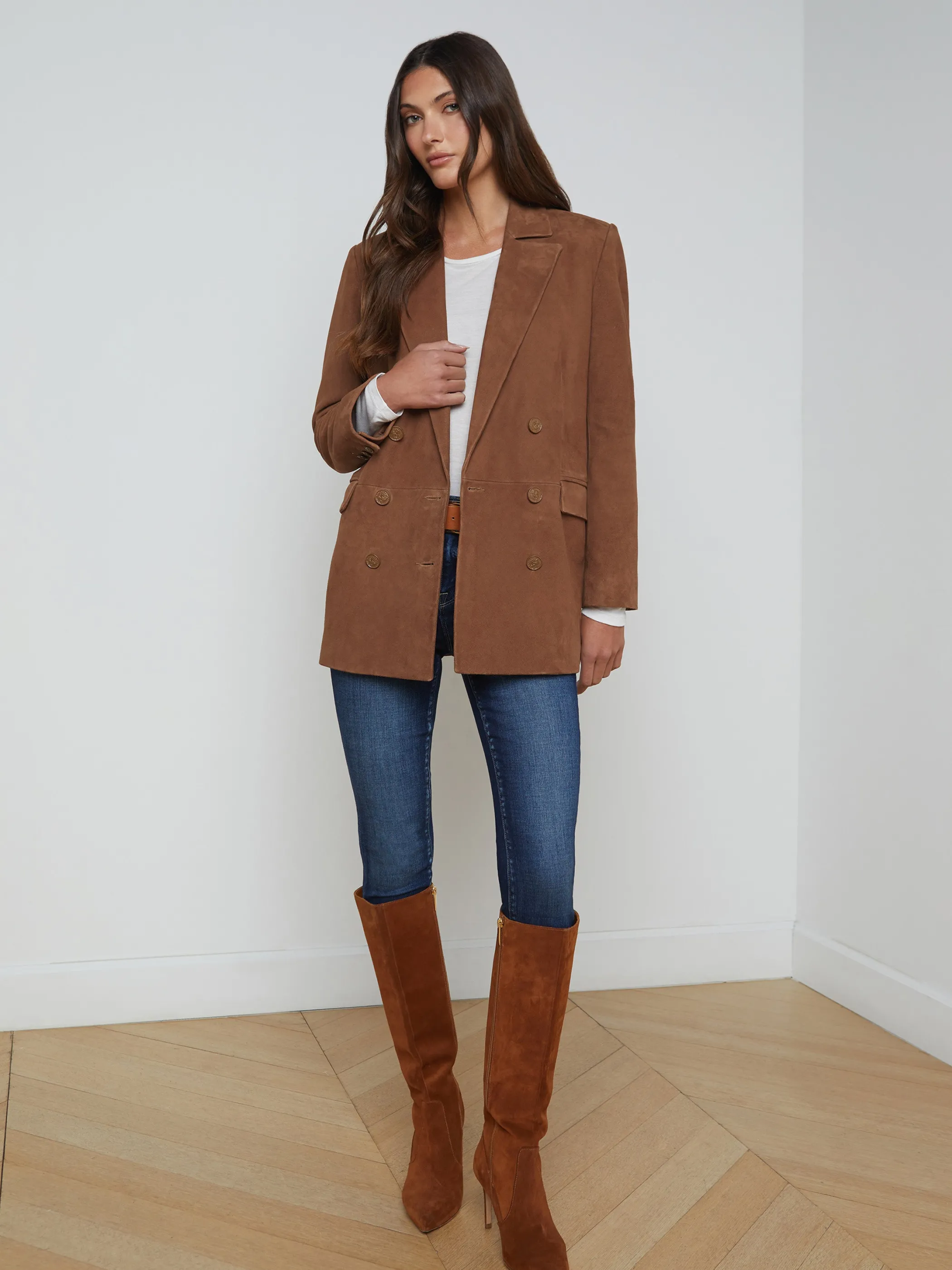 Blazers & Jackets*L'AGENCE AIMEE SUEDE BLAZER Cognac