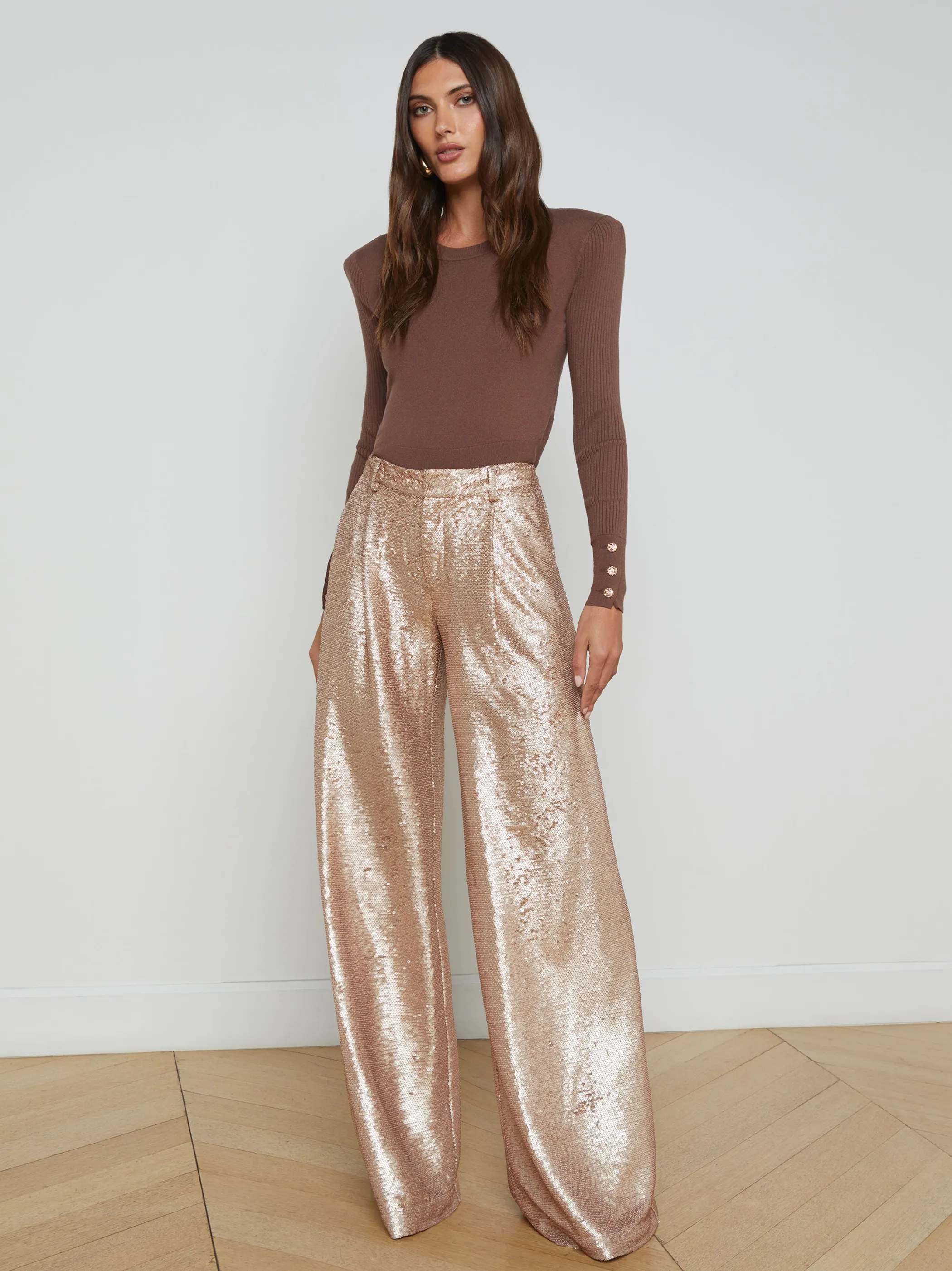 Pants*L'AGENCE ALLANAH SEQUIN TROUSER BeigeSequin