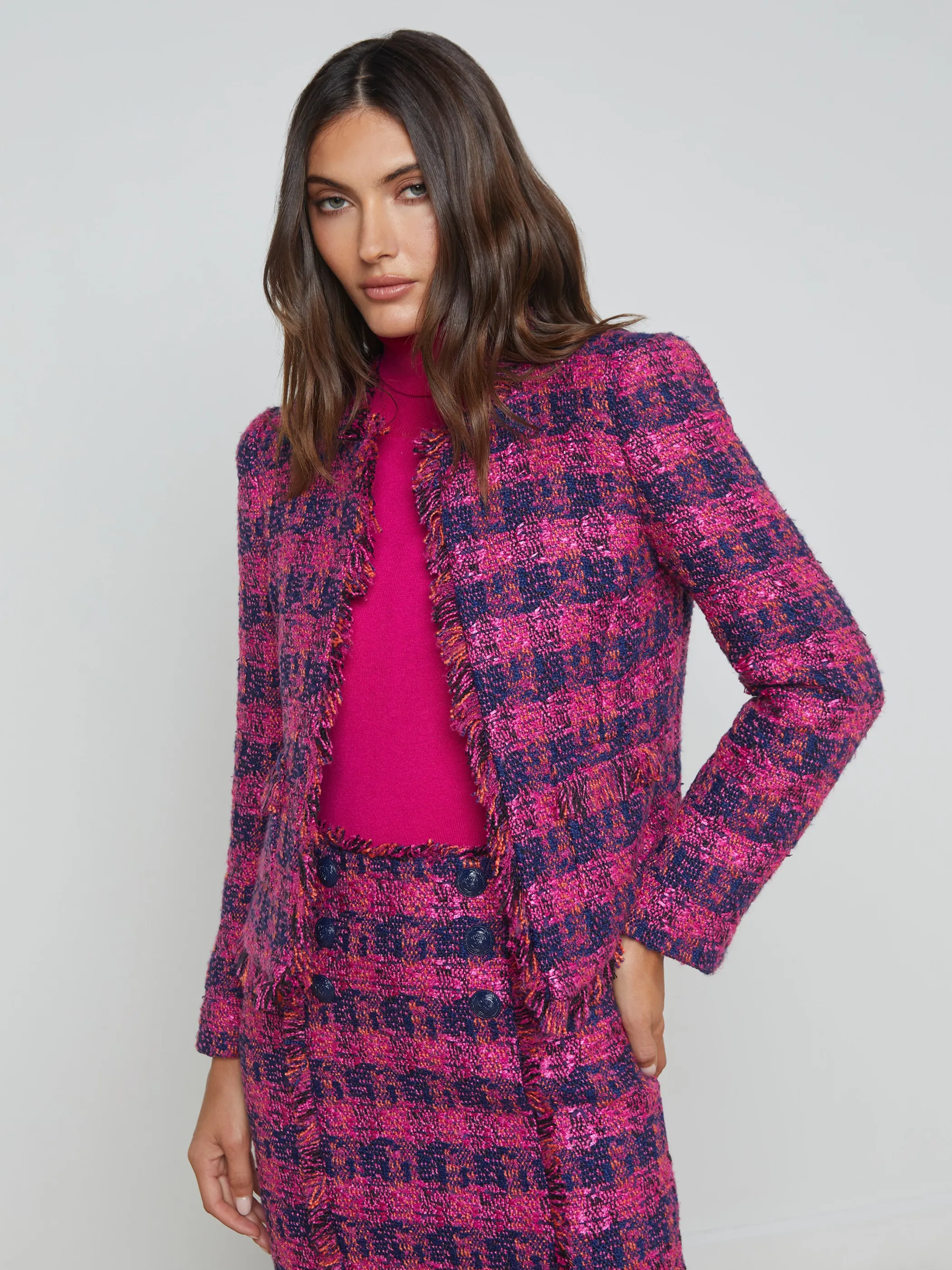 Matching Sets | Blazers & Jackets*L'AGENCE ANGELINA TWEED JACKET Midnight/Acai/RubyTweed