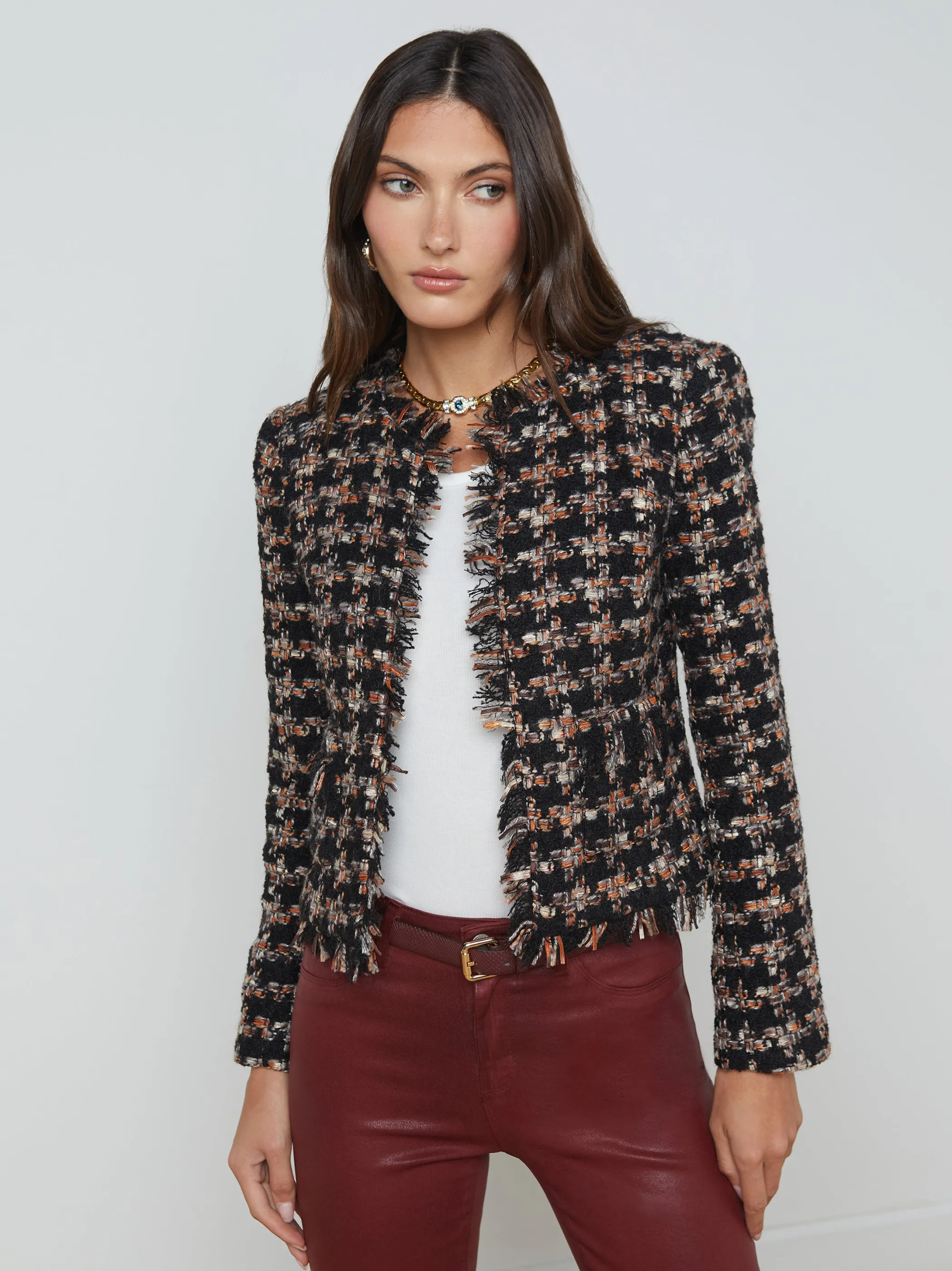 Blazers & Jackets*L'AGENCE ANGELINA TWEED JACKET BlackMultiTweed