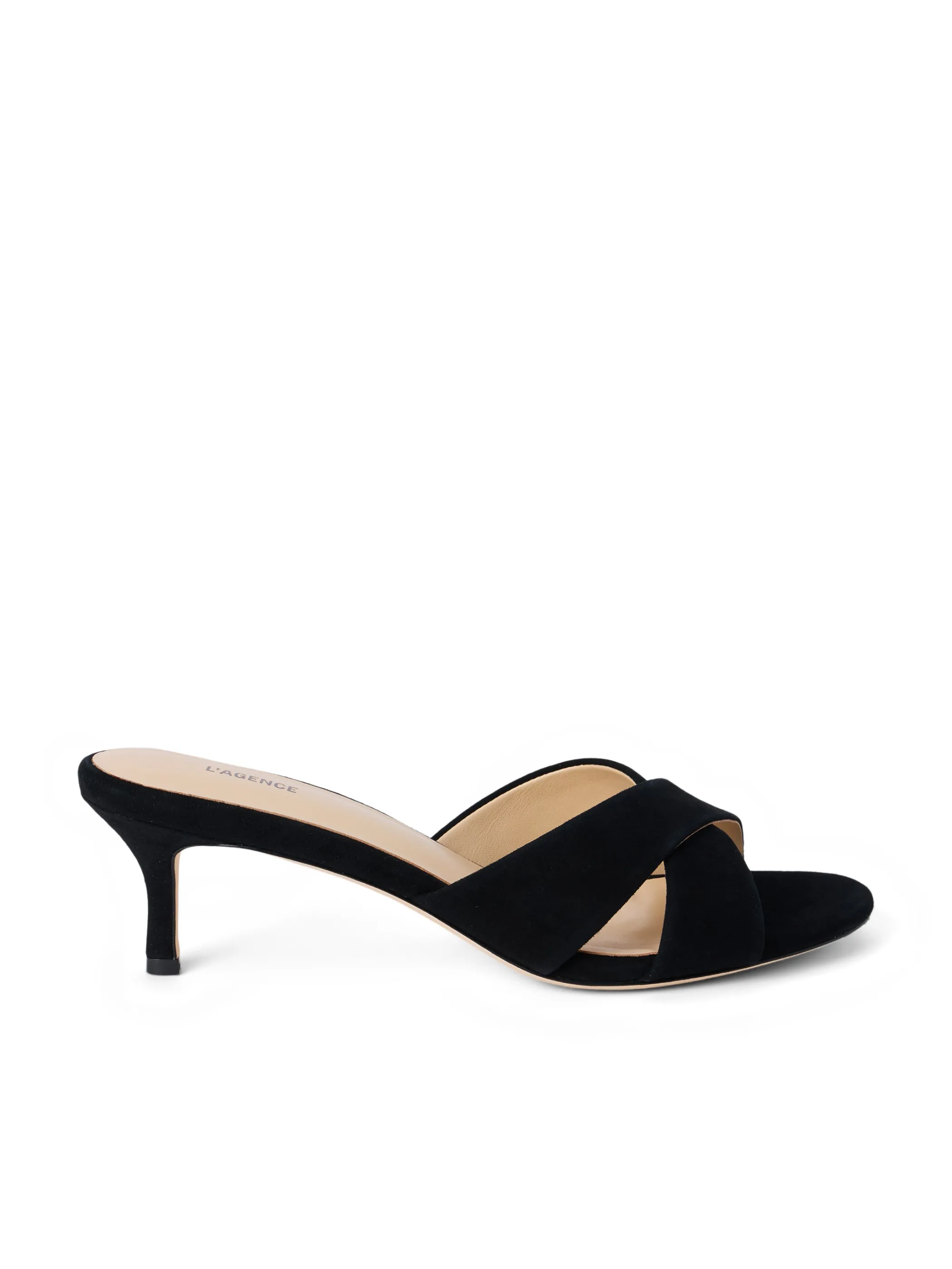 Heels*L'AGENCE AVELINE KITTEN-HEEL SANDAL BlackSuede