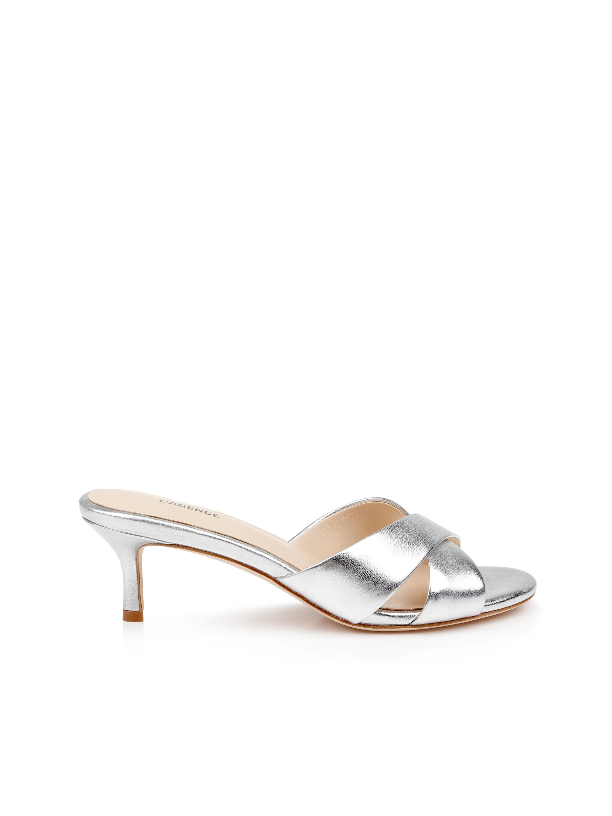 Sandals & Wedges | Heels*L'AGENCE AVELINE KITTEN-HEEL SANDAL SilverLeather