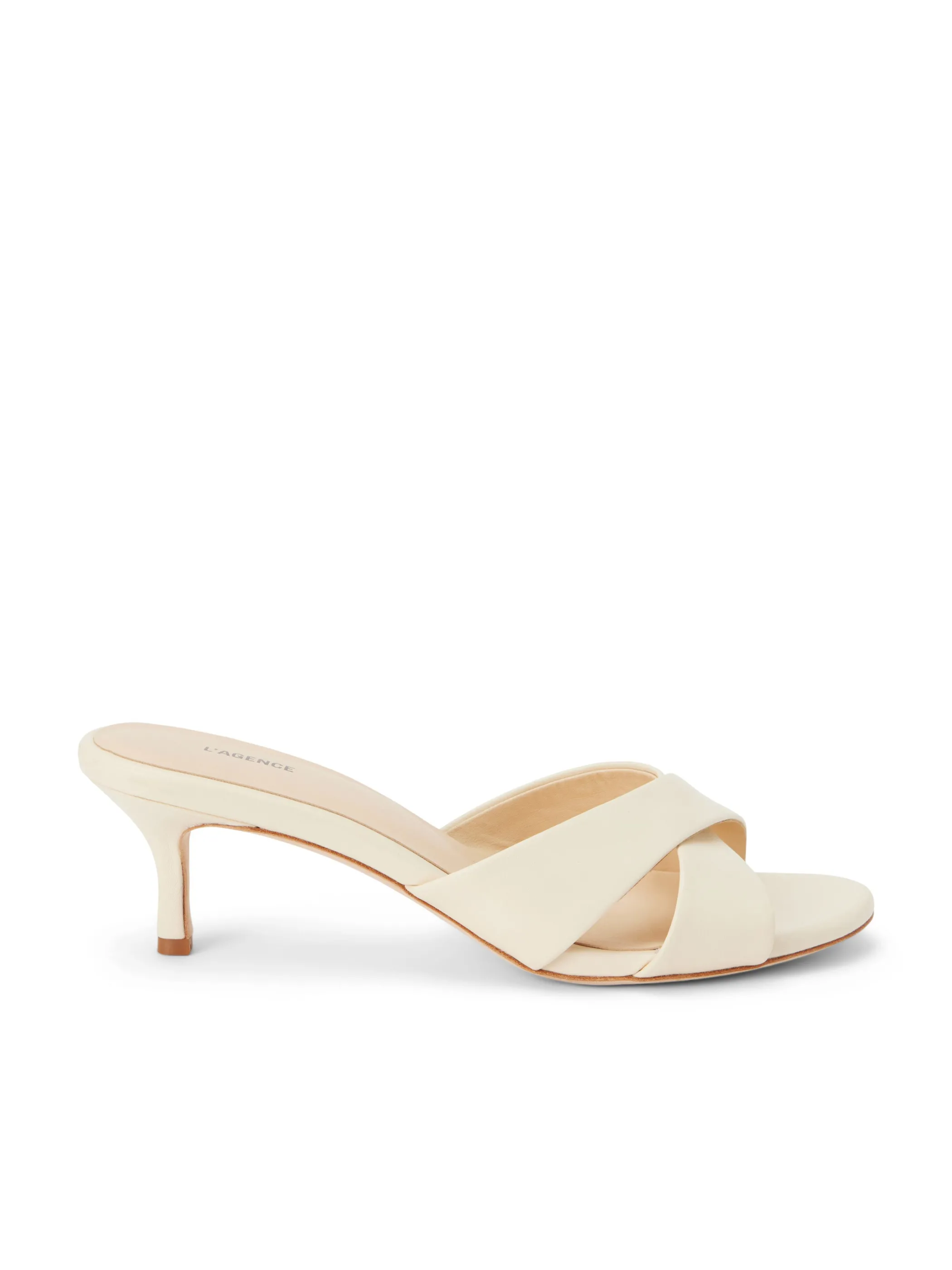 Heels*L'AGENCE AVELINE KITTEN-HEEL SANDAL EcruLeather