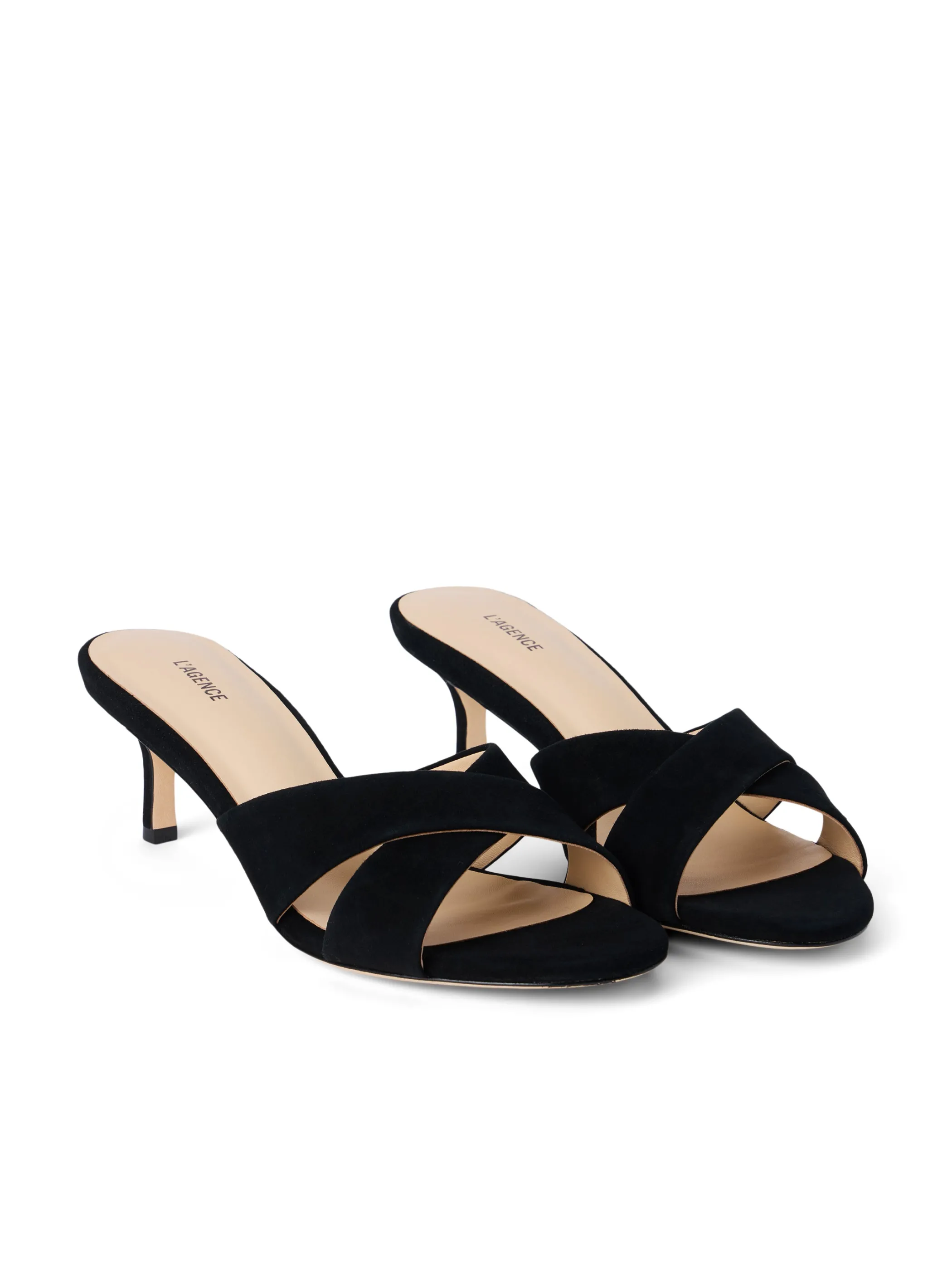 Heels*L'AGENCE AVELINE KITTEN-HEEL SANDAL BlackSuede