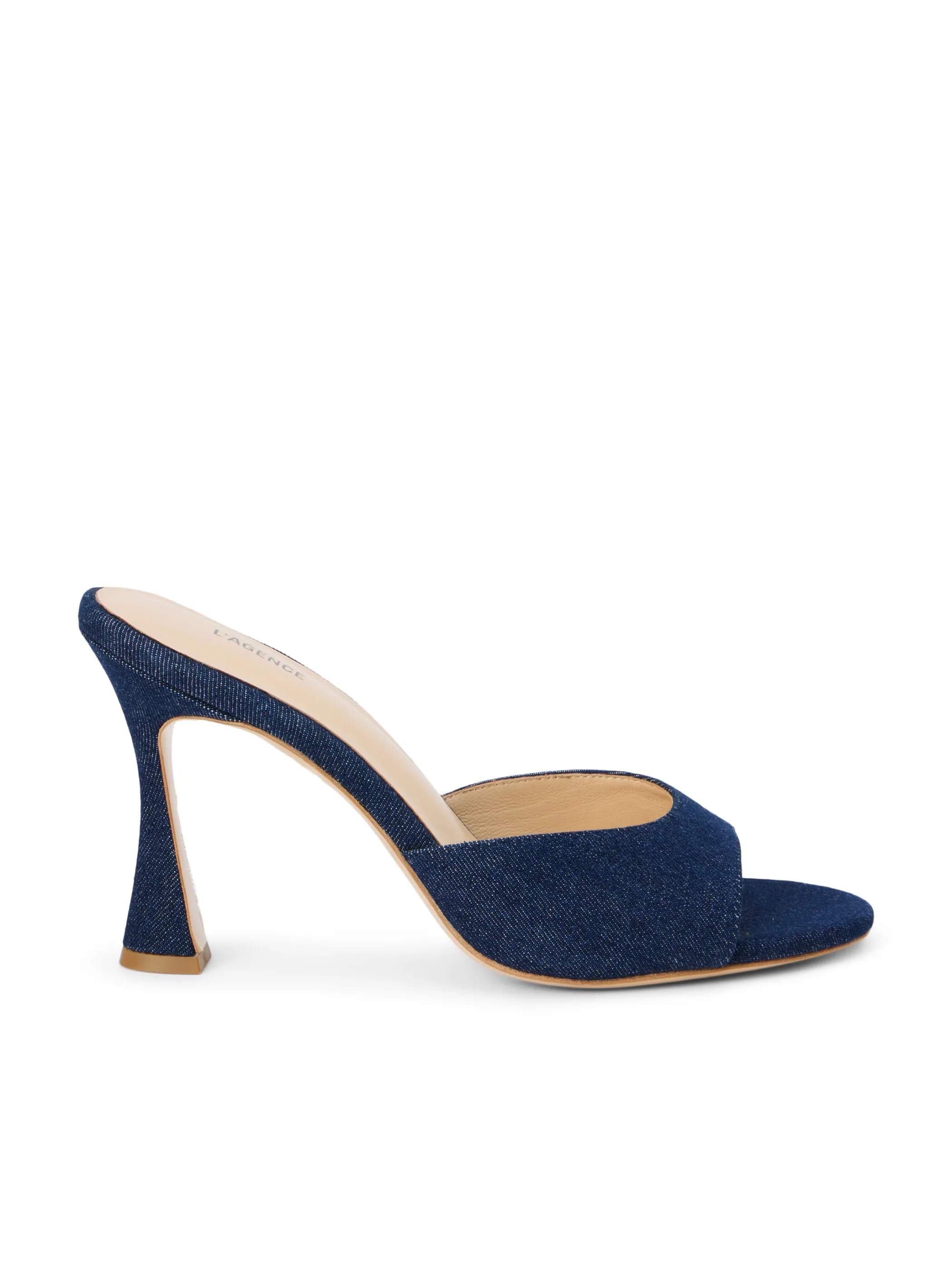 Heels*L'AGENCE AVERY DENIM PEEP-TOE MULE DarkBlueDenim