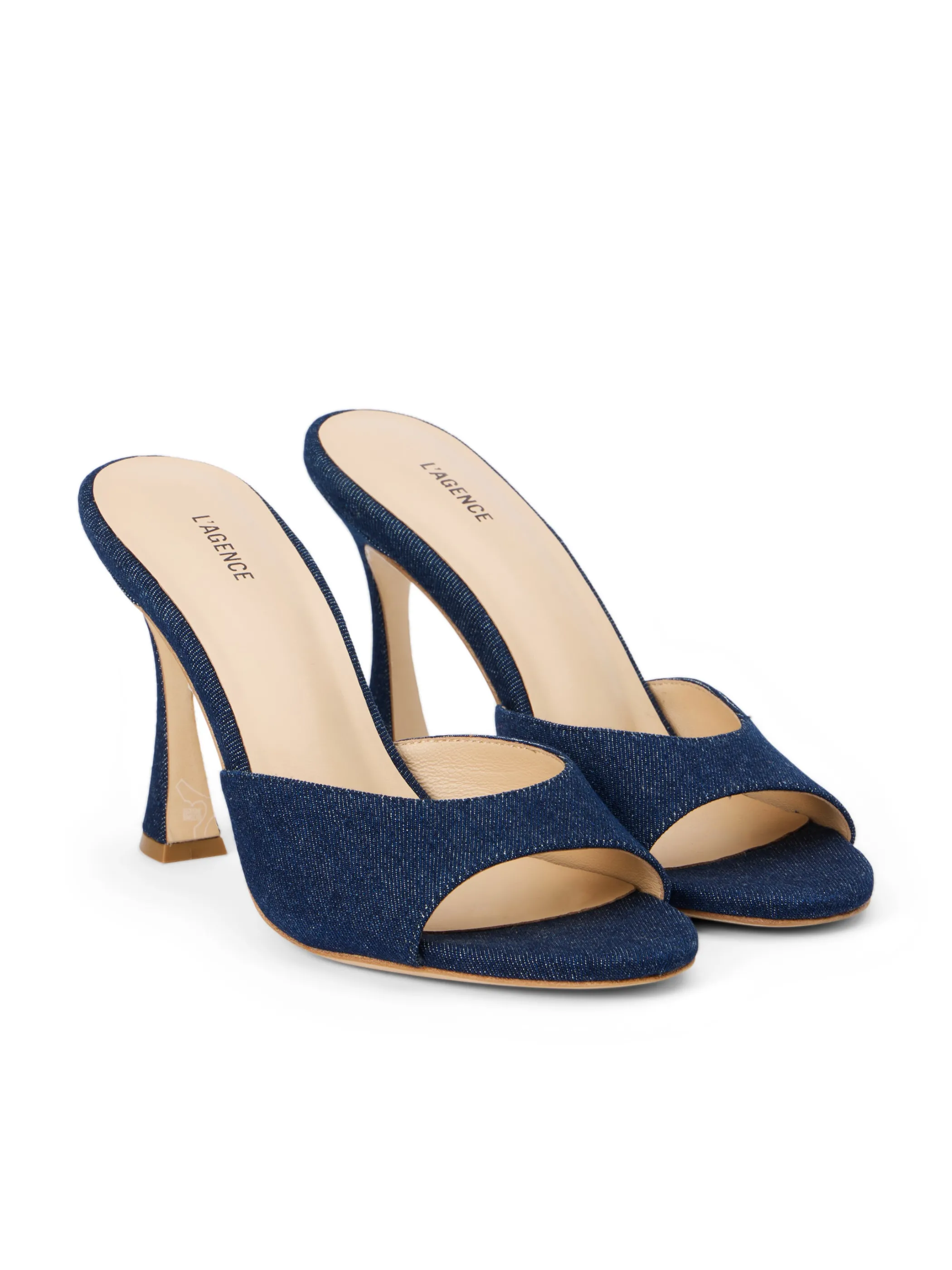 Heels*L'AGENCE AVERY DENIM PEEP-TOE MULE DarkBlueDenim