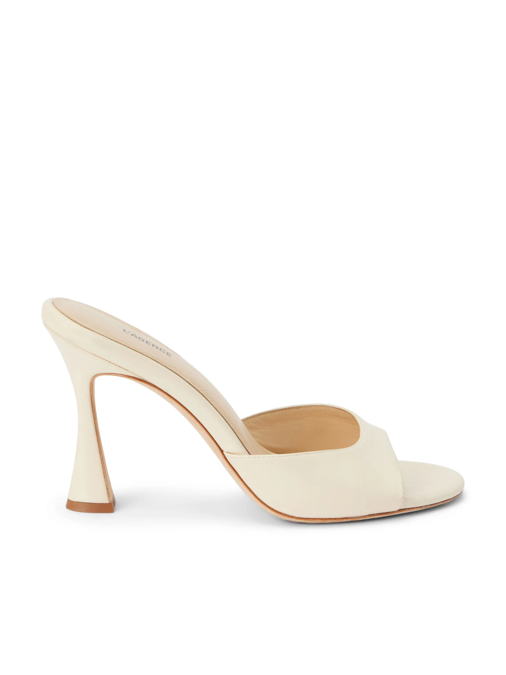 Heels*L'AGENCE AVERY LEATHER PEEP-TOE MULE EcruLeather