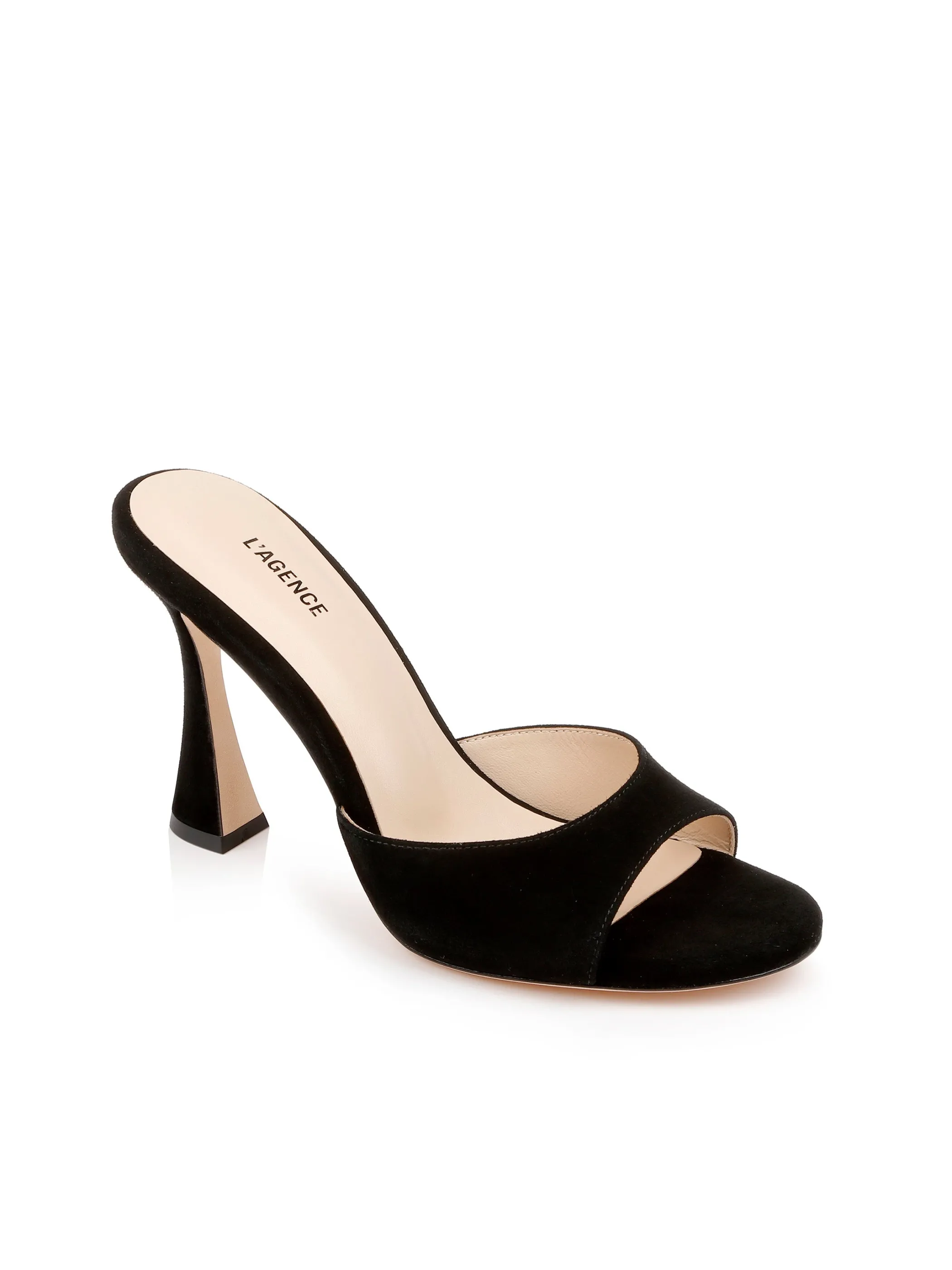 Heels*L'AGENCE AVERY SUEDE PEEP-TOE MULE BlackSuede