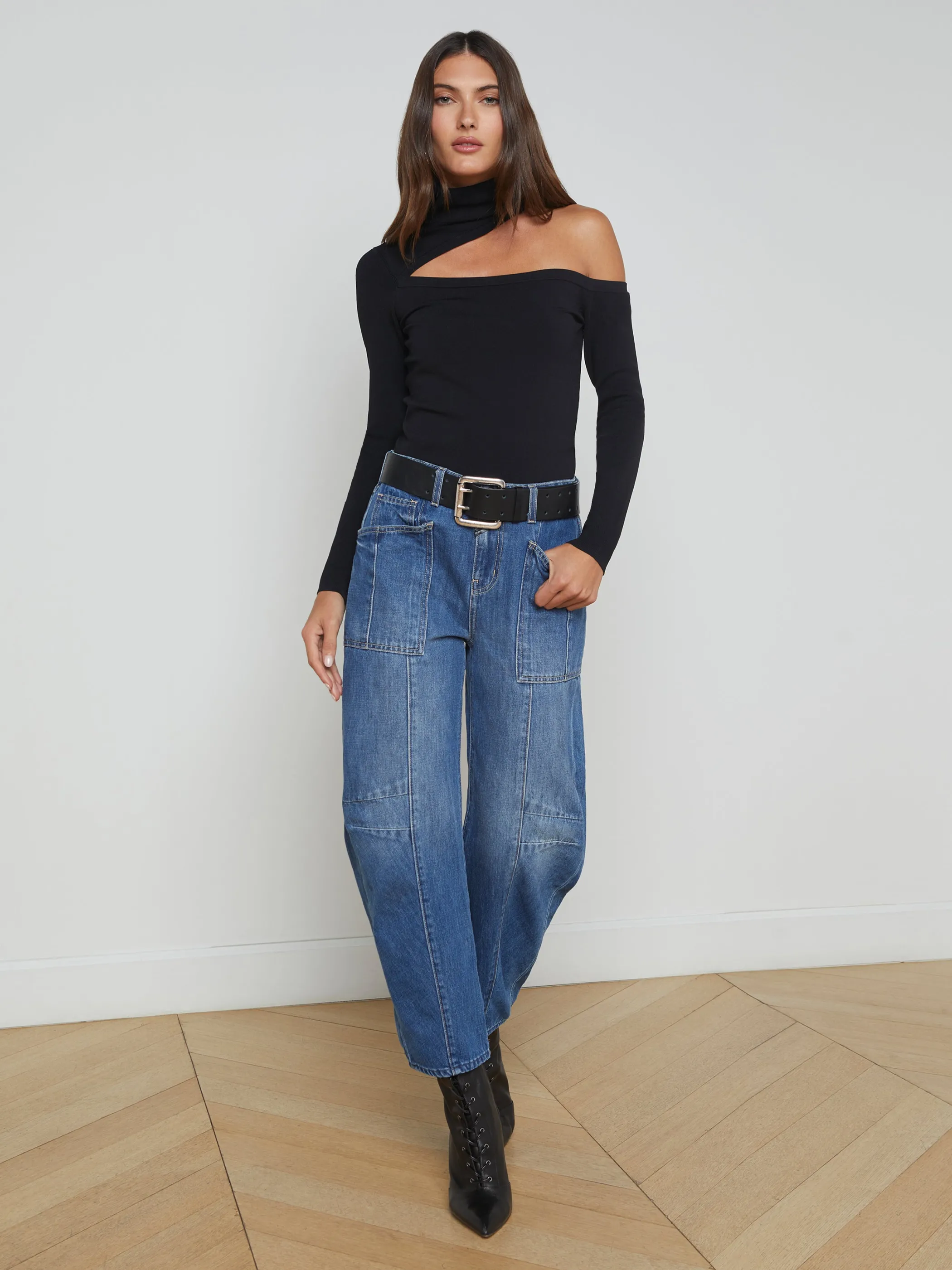 Blouses & Tops*L'AGENCE AZIA CUTOUT TURTLENECK Black