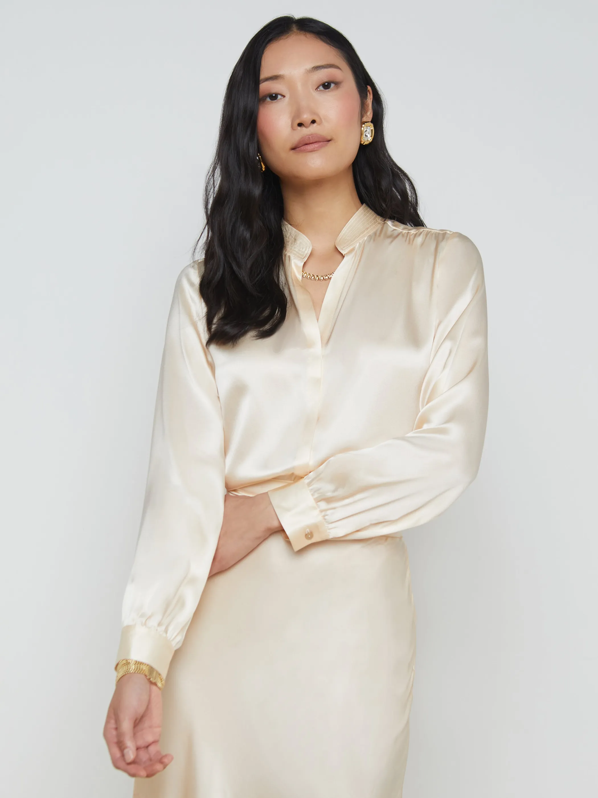 Matching Sets | Blouses & Tops*L'AGENCE BIANCA SILK BLOUSE Pearl