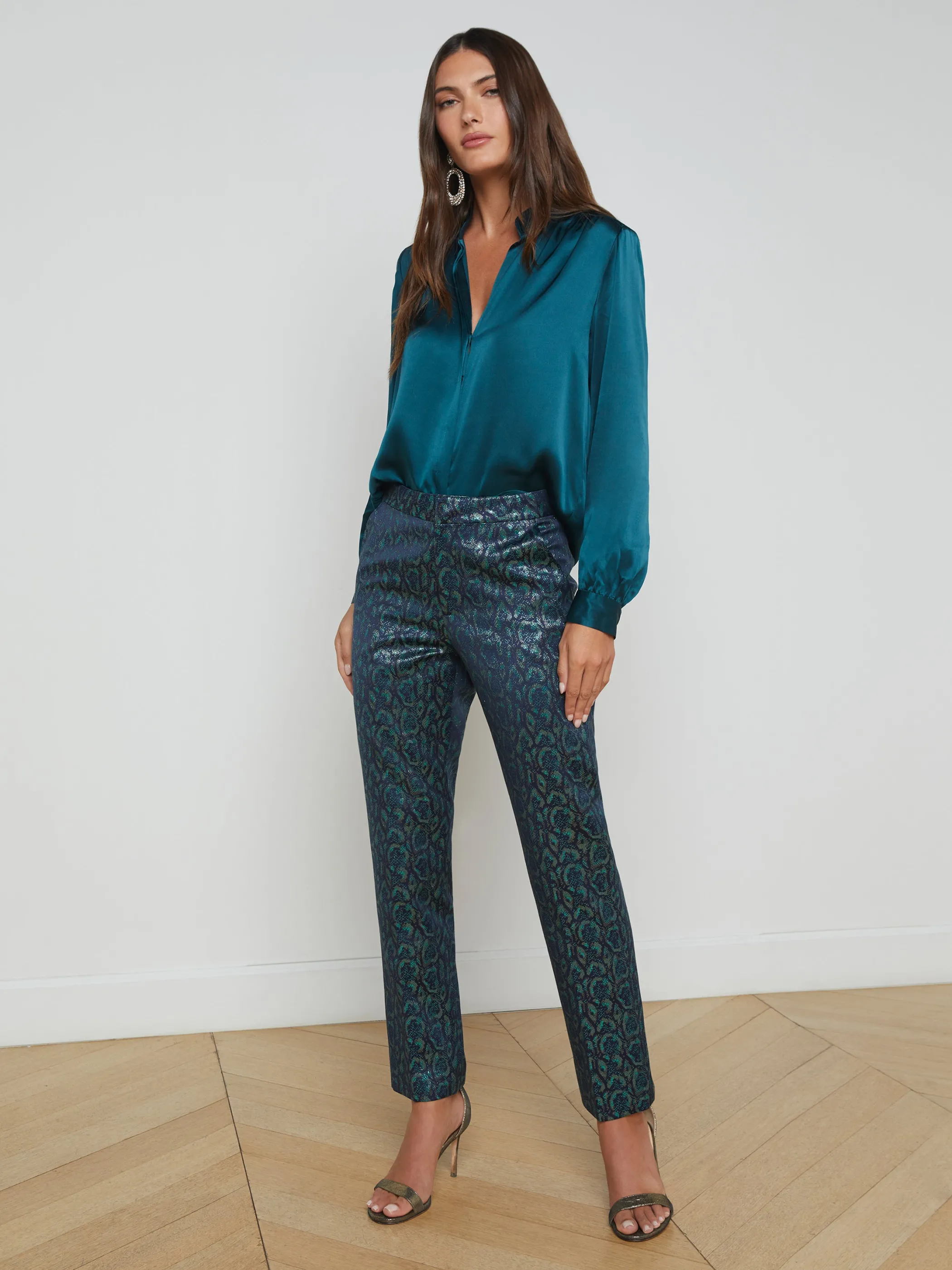 Blouses & Tops*L'AGENCE BIANCA SILK BLOUSE DeepTeal