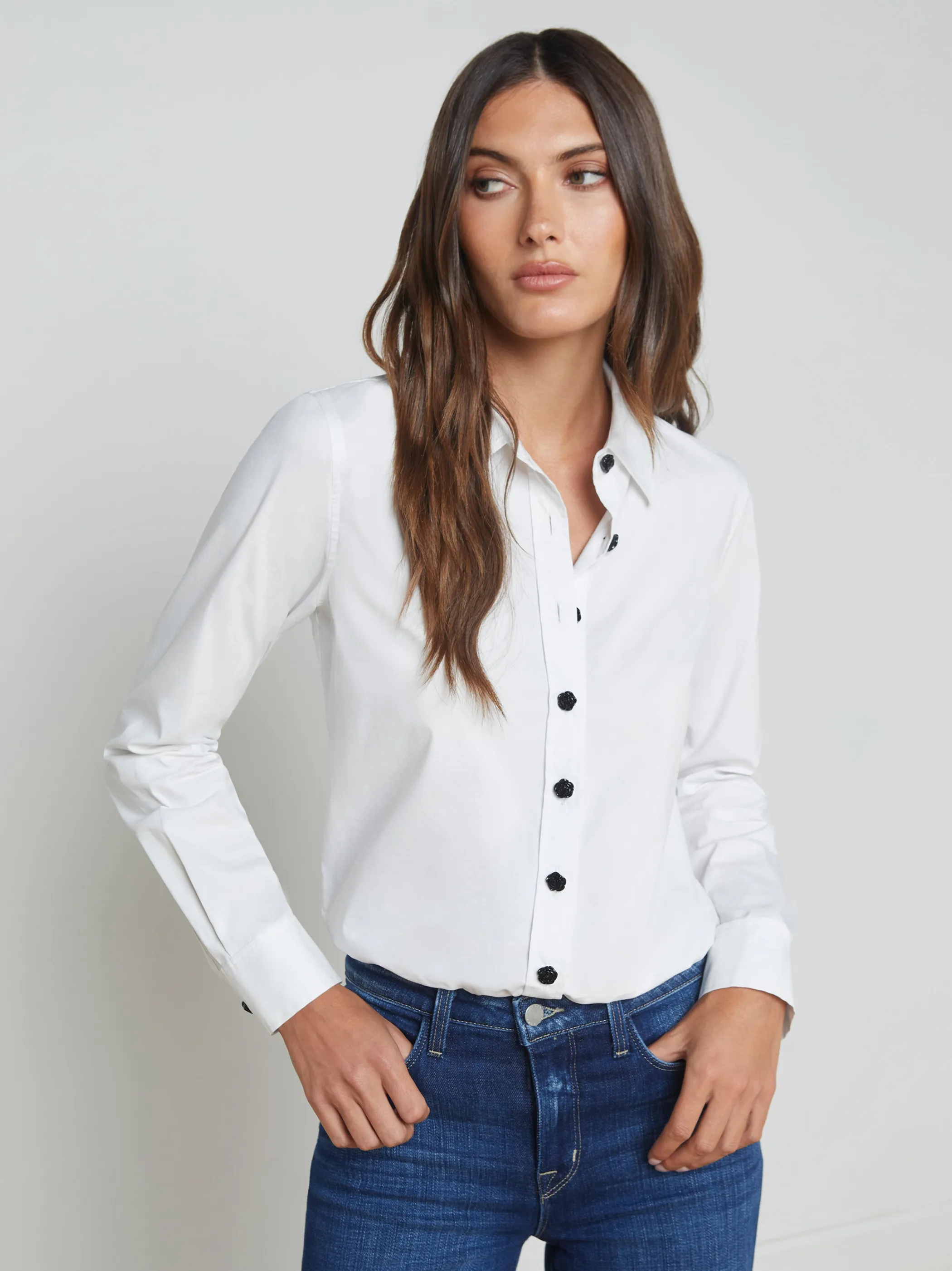 Blouses & Tops*L'AGENCE BLAKE BODYSUIT White/BlackRose