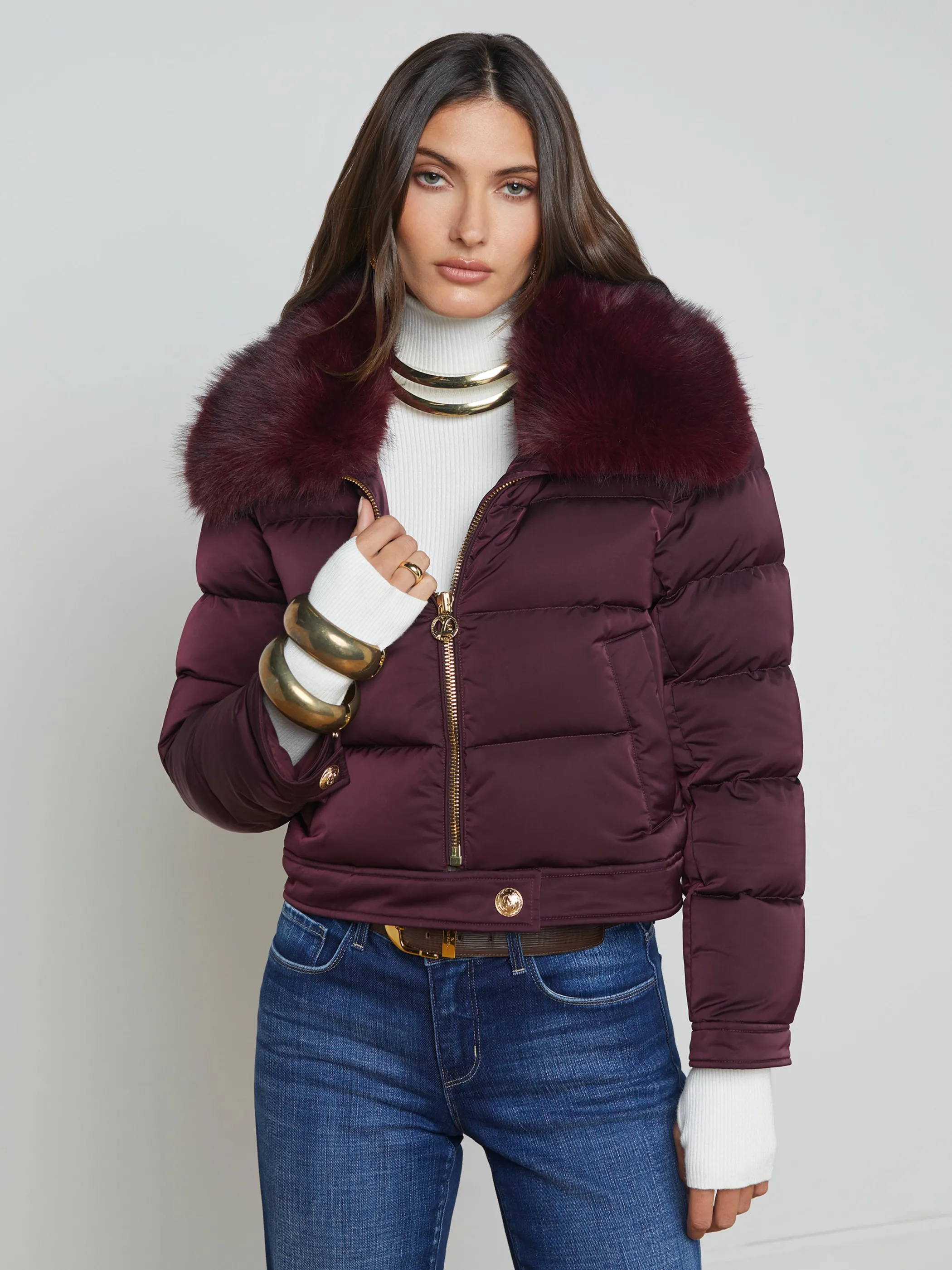 Outerwear | Blazers & Jackets*L'AGENCE BRETTON PUFFER JACKET Wine