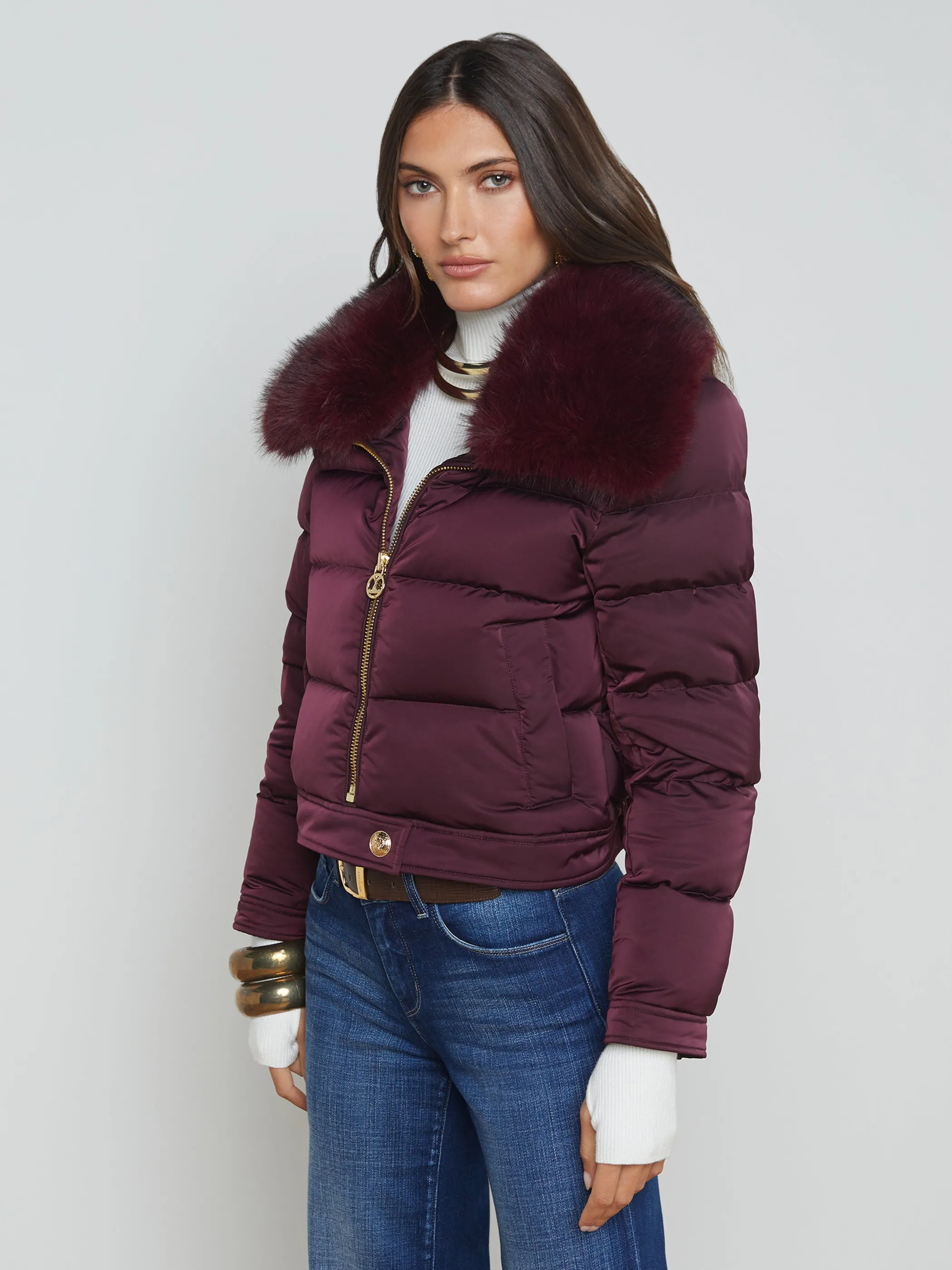 Outerwear | Blazers & Jackets*L'AGENCE BRETTON PUFFER JACKET Wine