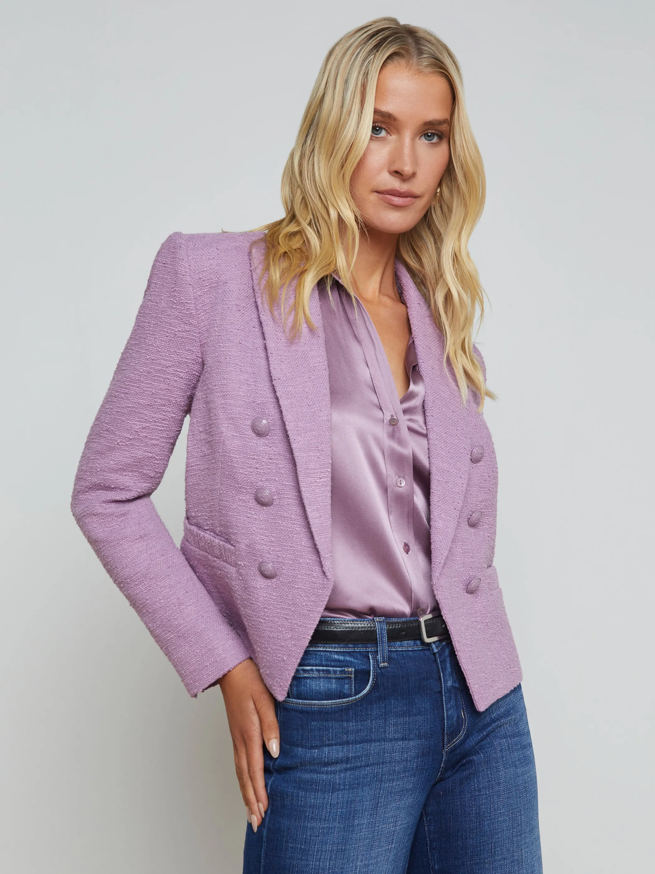 Blazers & Jackets*L'AGENCE BROOKE OPEN-FRONT BLAZER Wisteria/FrenchPaisley