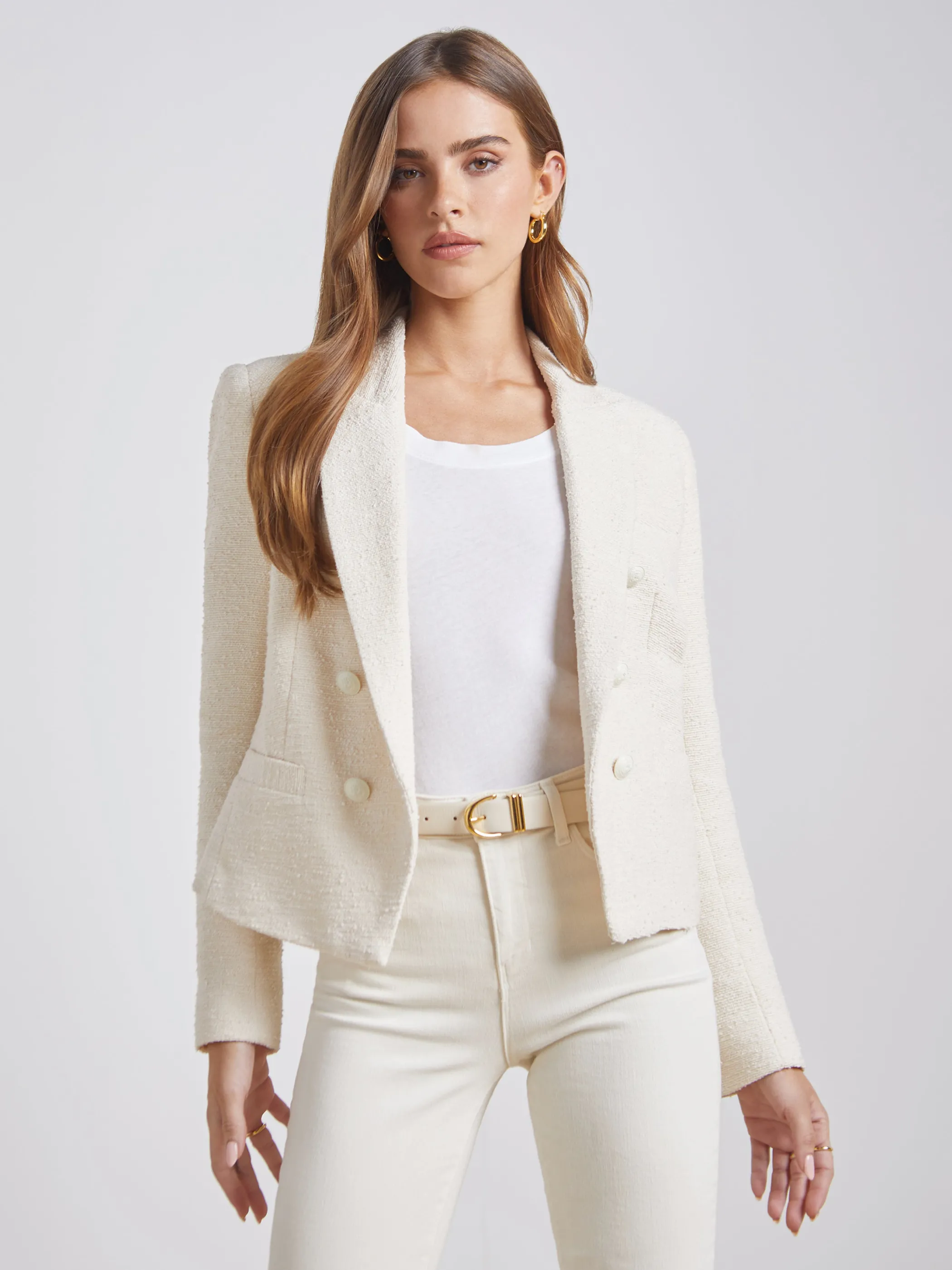 Blazers & Jackets*L'AGENCE BROOKE OPEN-FRONT BLAZER Ecru