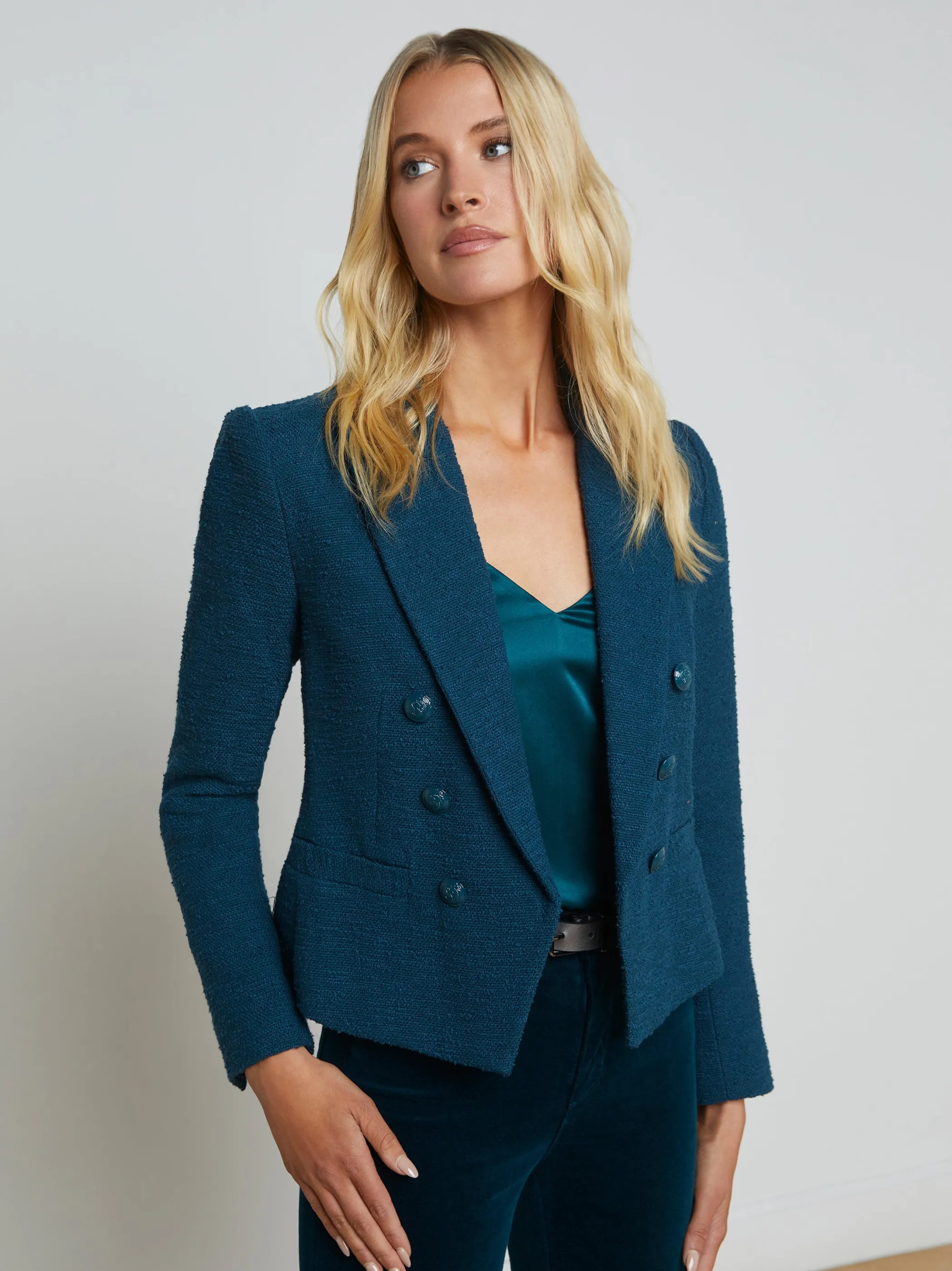 Blazers & Jackets*L'AGENCE BROOKE OPEN-FRONT BLAZER DeepTeal/Rococo