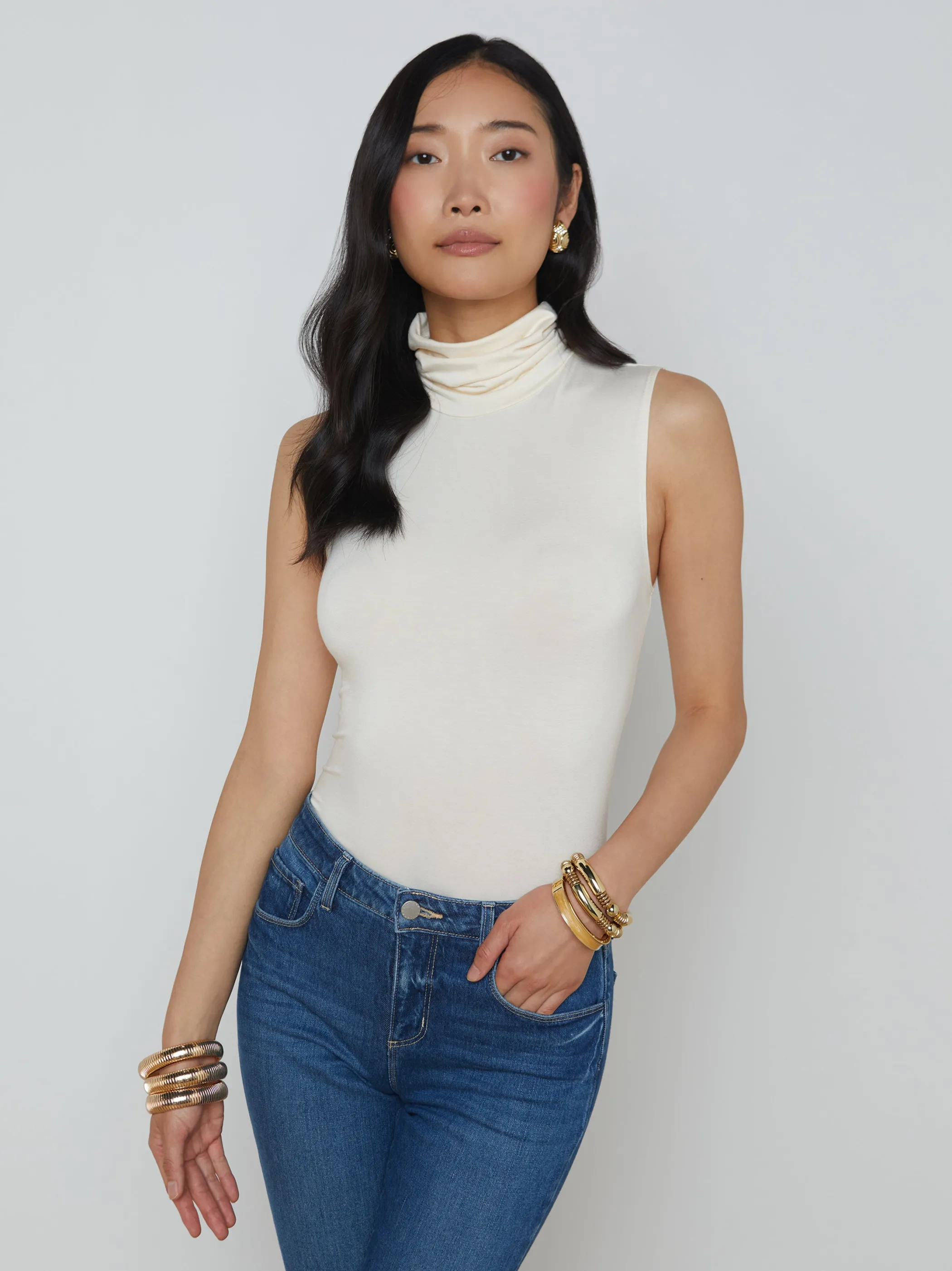 Blouses & Tops | Tees*L'AGENCE CECI SLEEVELESS TURTLENECK VintageWhite