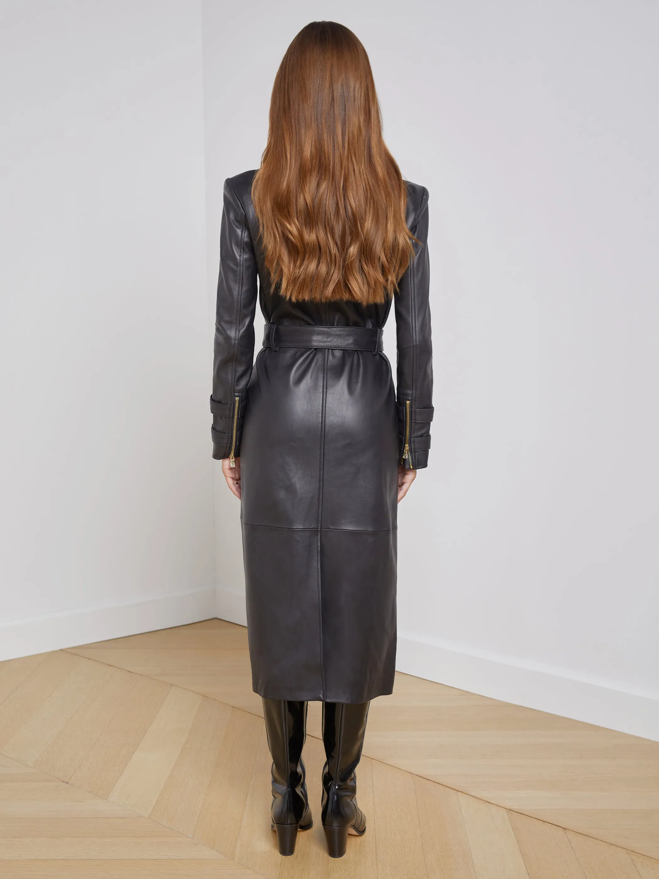 Outerwear*L'AGENCE CELINA LEATHER TRENCH COAT Black