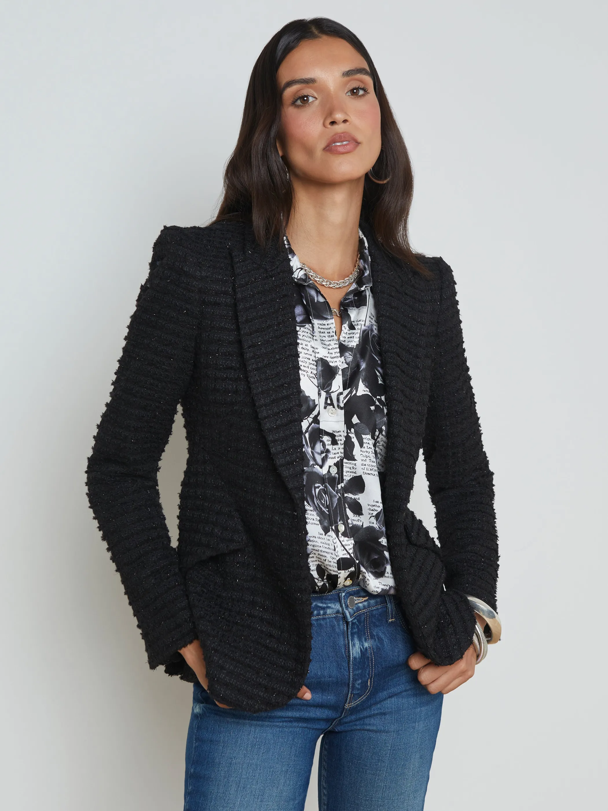 Blazers & Jackets*L'AGENCE CHAMBERLAIN TWEED BLAZER Black