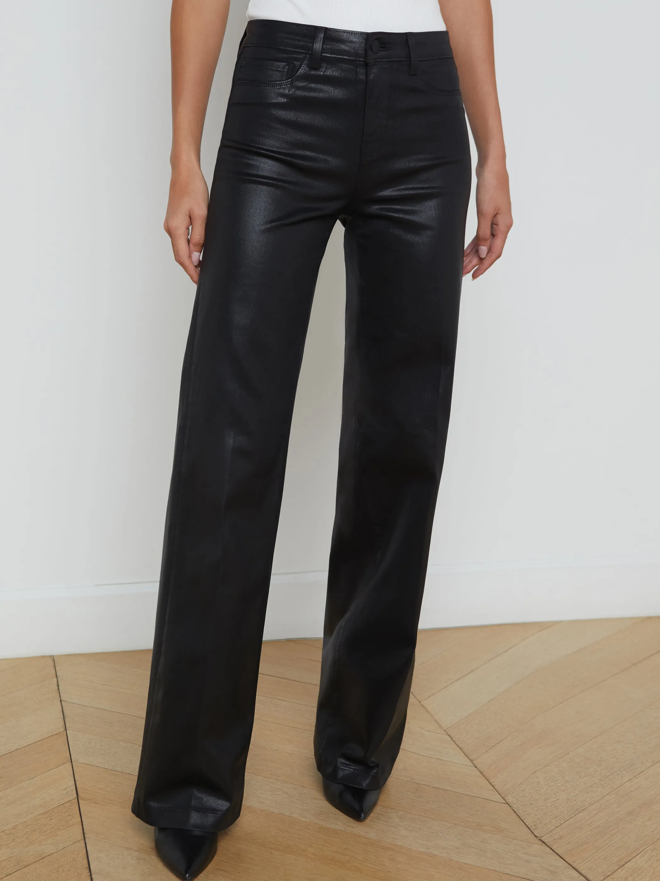 Coated Denim*L'AGENCE CLAYTON COATED WIDE-LEG JEAN NoirCoated