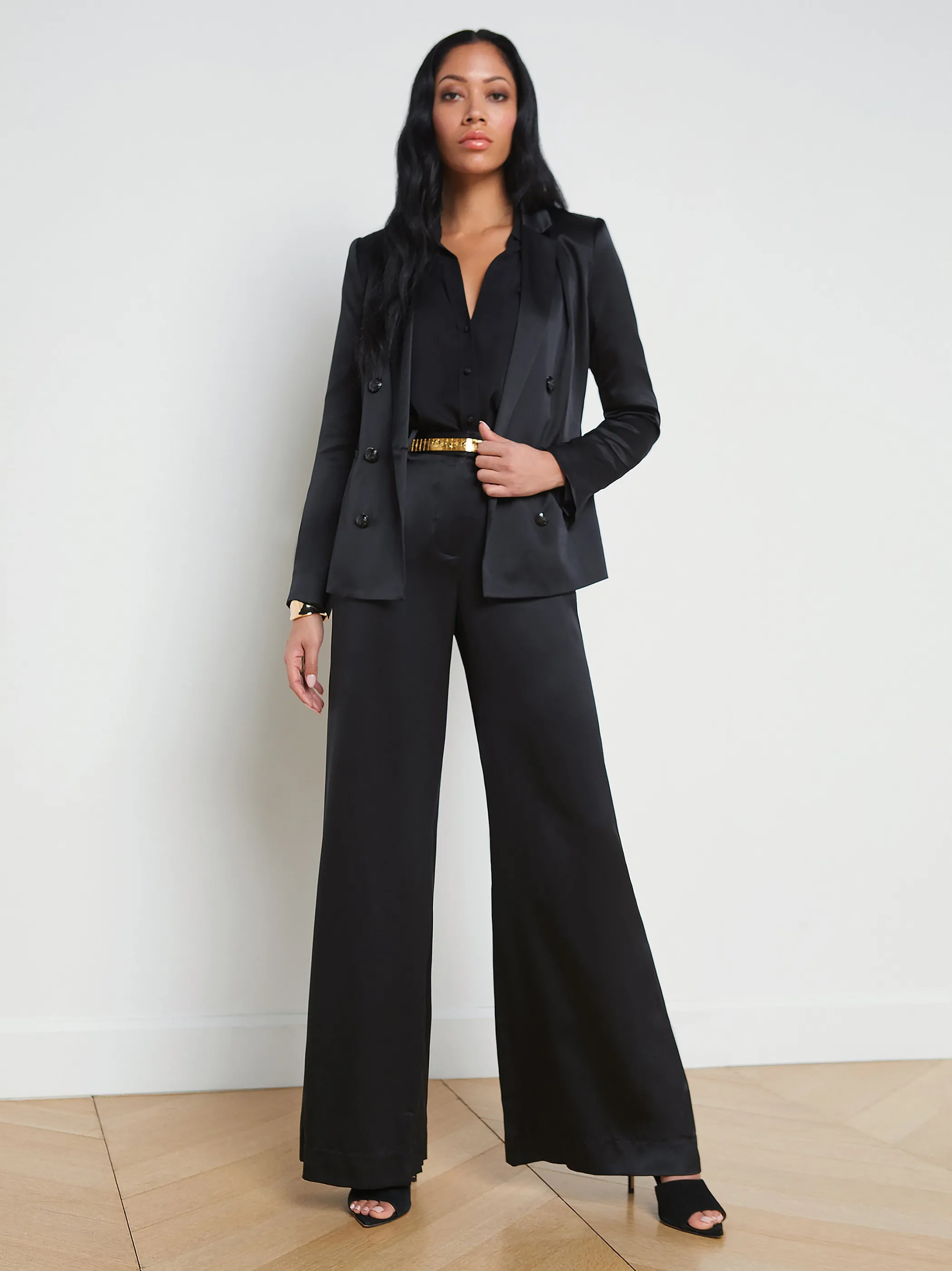 Matching Sets | Blazers & Jackets*L'AGENCE COLIN SILK CHARMEUSE BLAZER Black