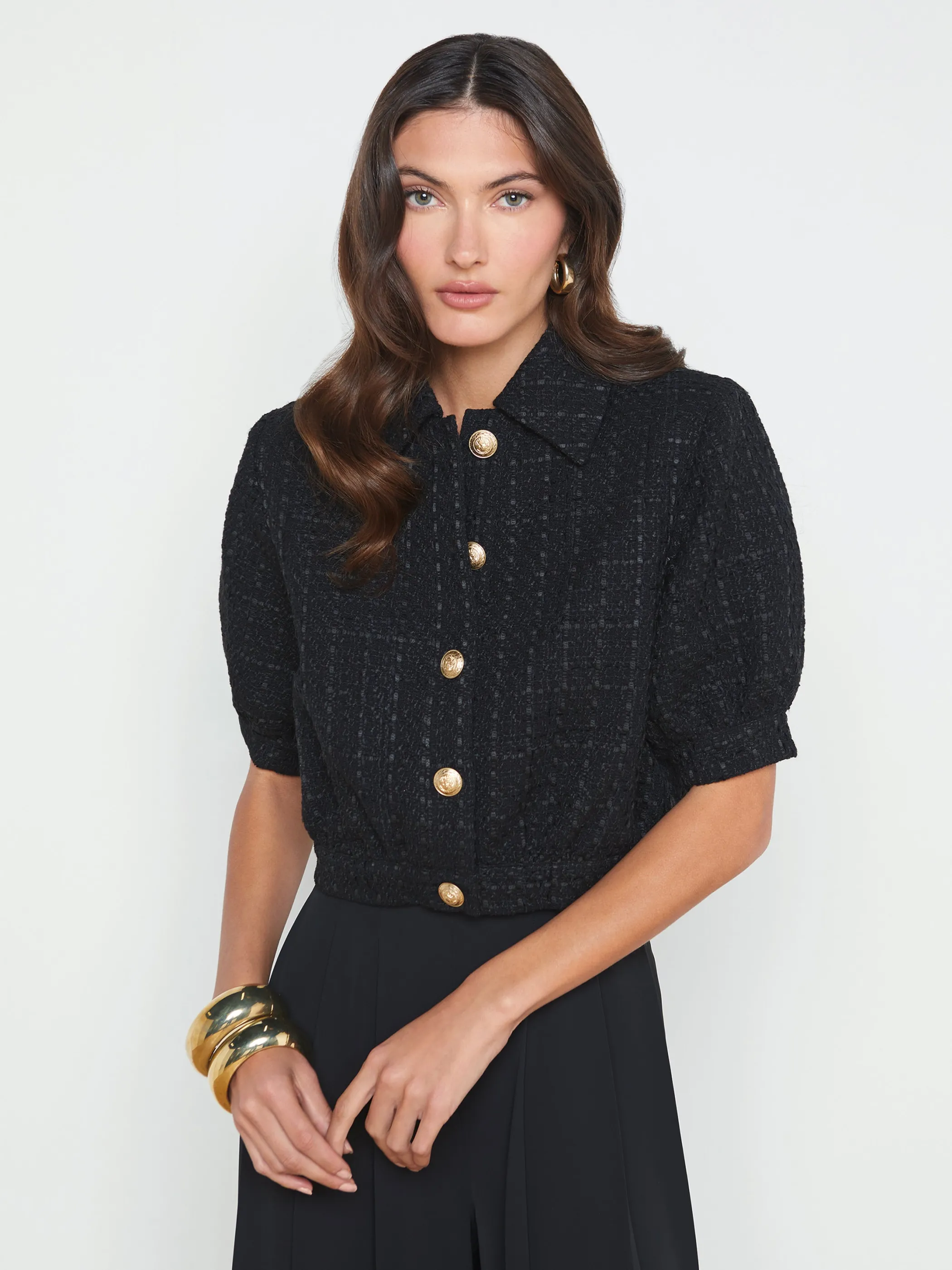 Blazers & Jackets*L'AGENCE COVE CROPPED TWEED JACKET Black