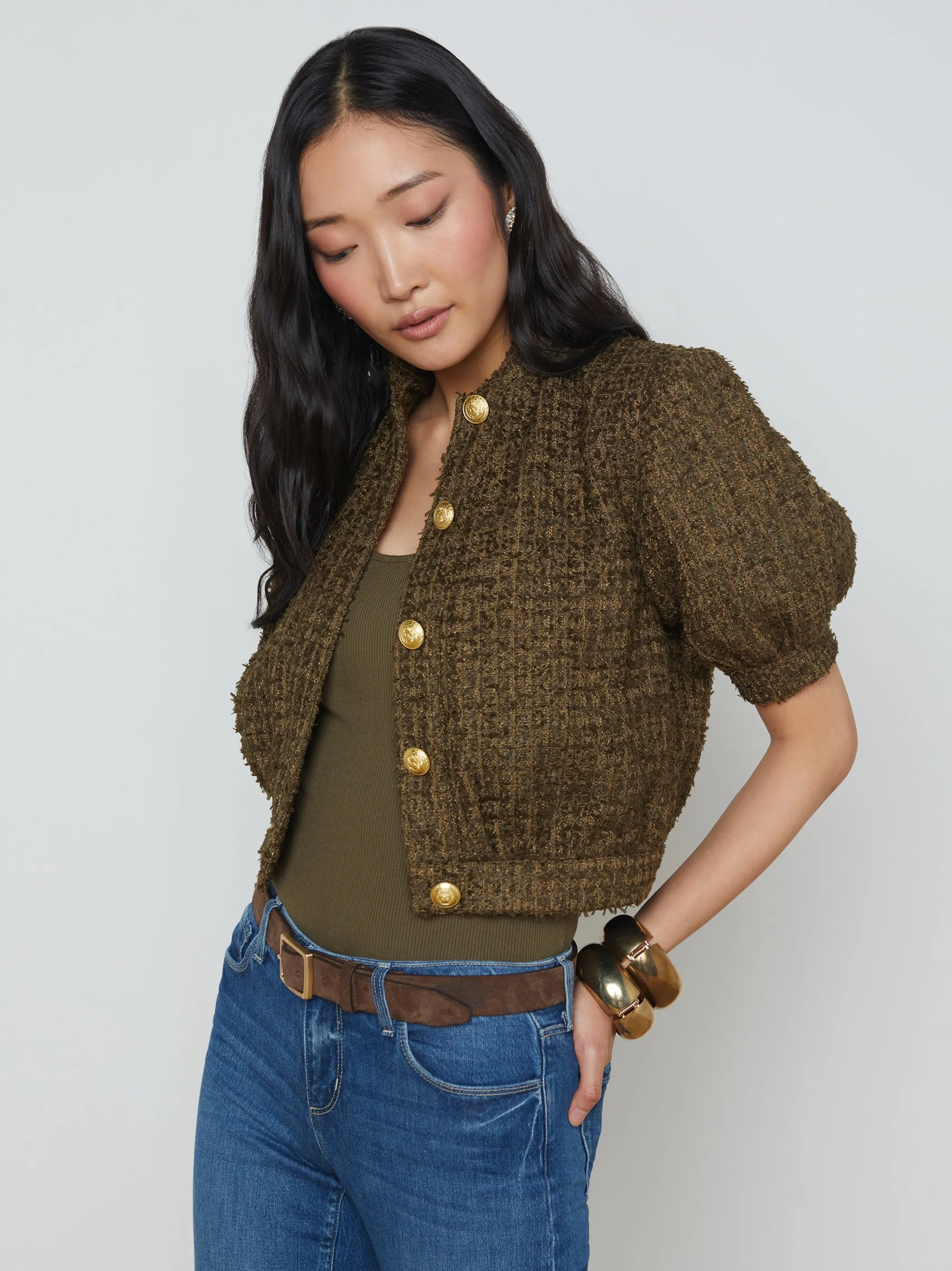 Blazers & Jackets*L'AGENCE COVE CROPPED TWEED JACKET Pine