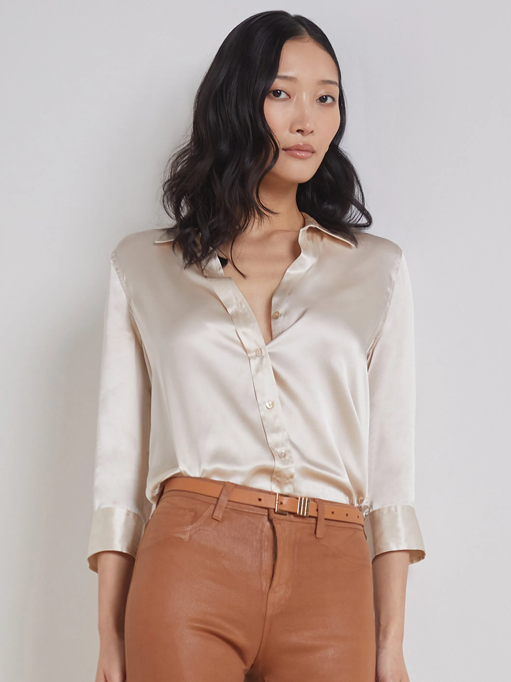 Blouses & Tops*L'AGENCE DANI SILK BLOUSE Champagne