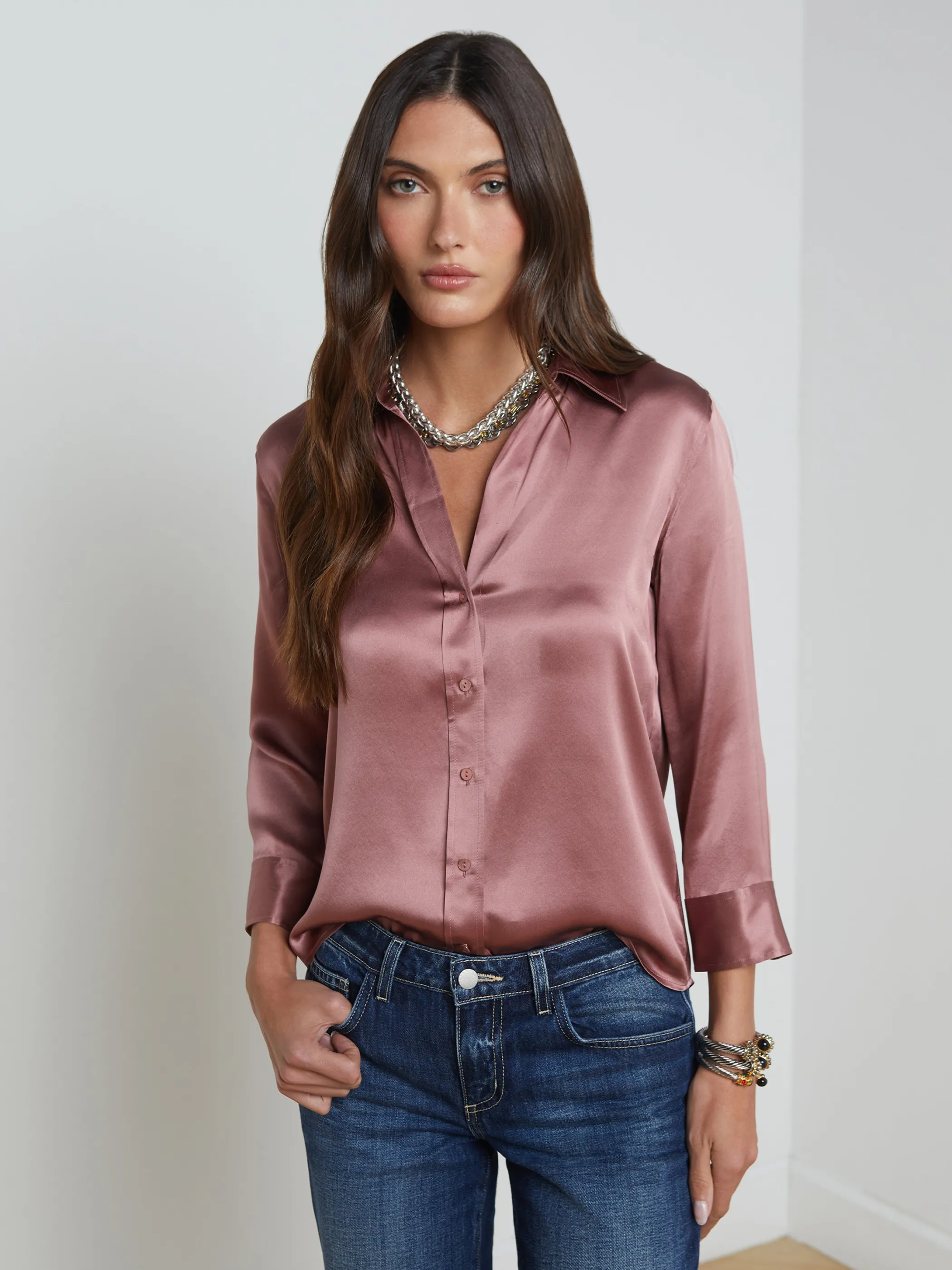 Blouses & Tops*L'AGENCE DANI SILK BLOUSE MauveRose