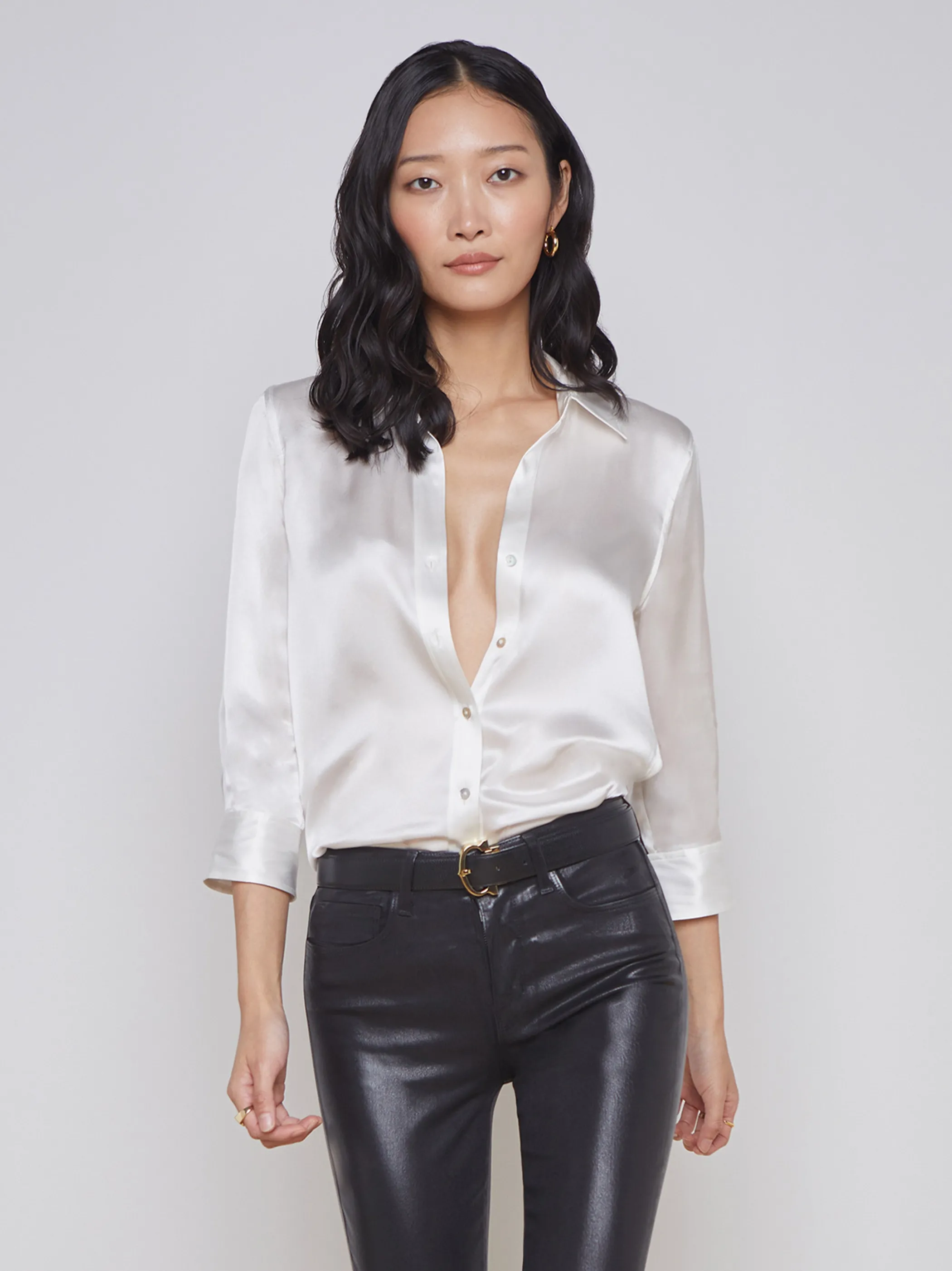 Blouses & Tops*L'AGENCE DANI SILK BLOUSE Ivory