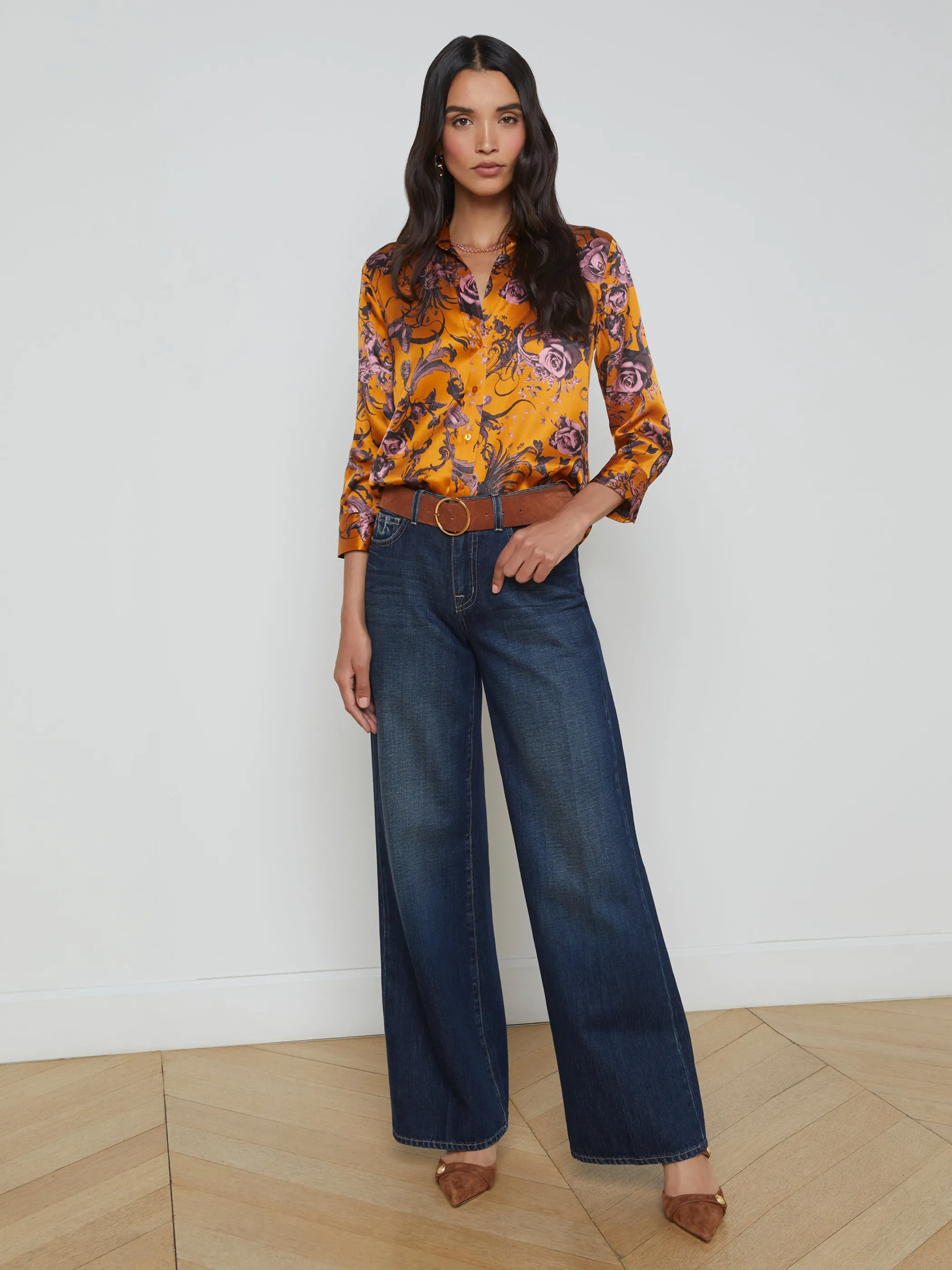 Blouses & Tops*L'AGENCE DANI SILK BLOUSE DesclayMultiBaroqueFloral