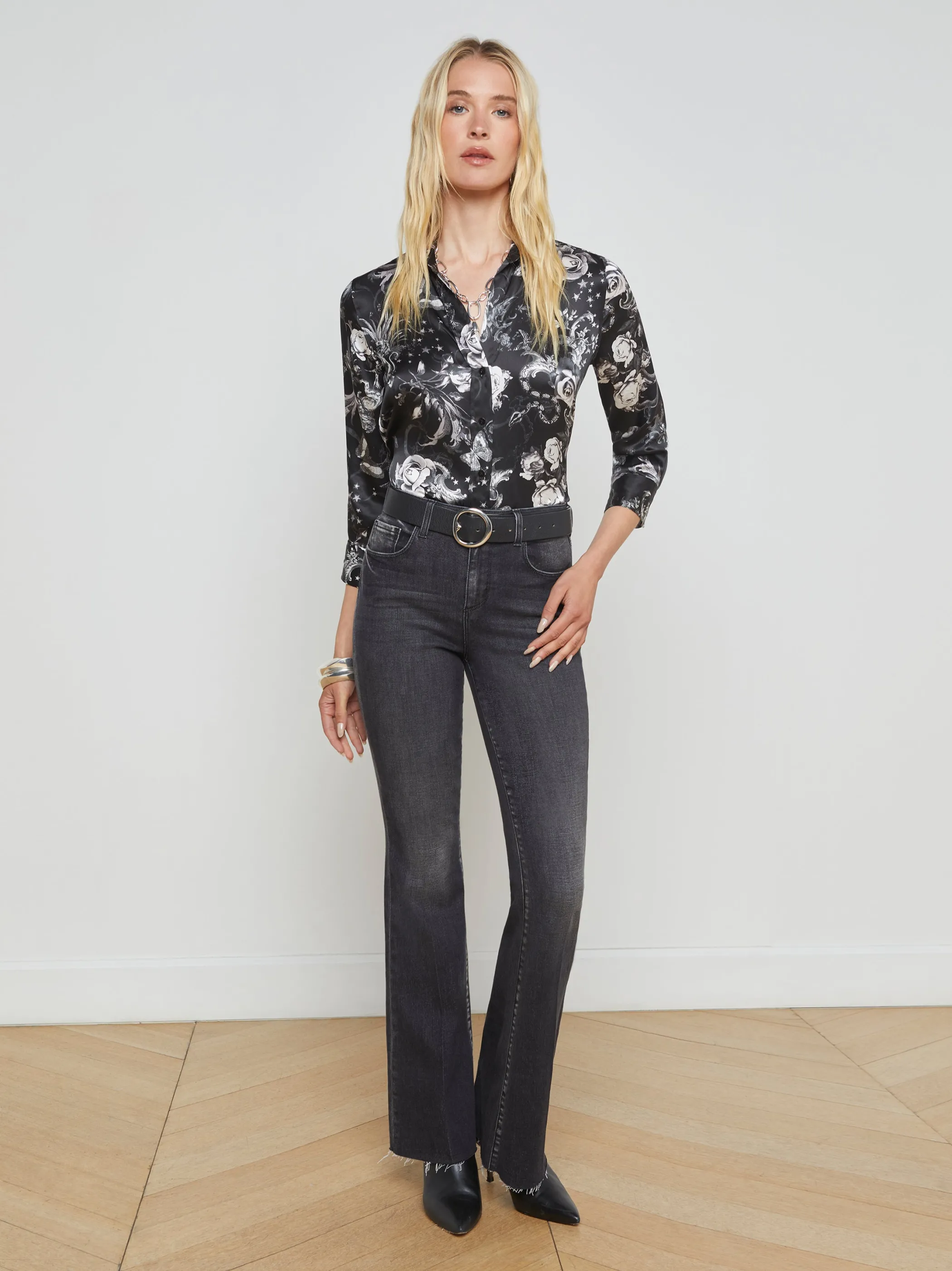 Matching Sets | Blouses & Tops*L'AGENCE DANI SILK BLOUSE BlackMultiZodiac