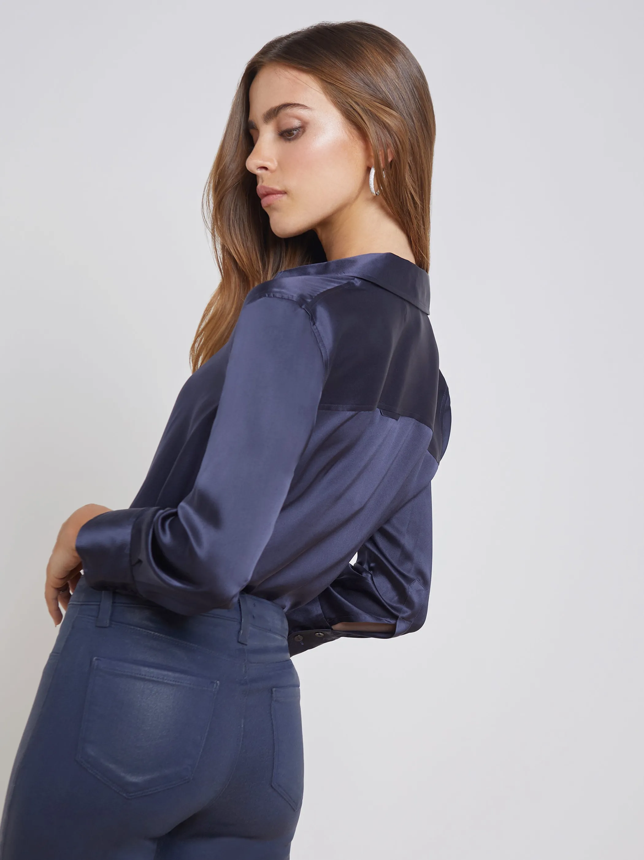 Blouses & Tops*L'AGENCE DANI SILK BLOUSE Midnight