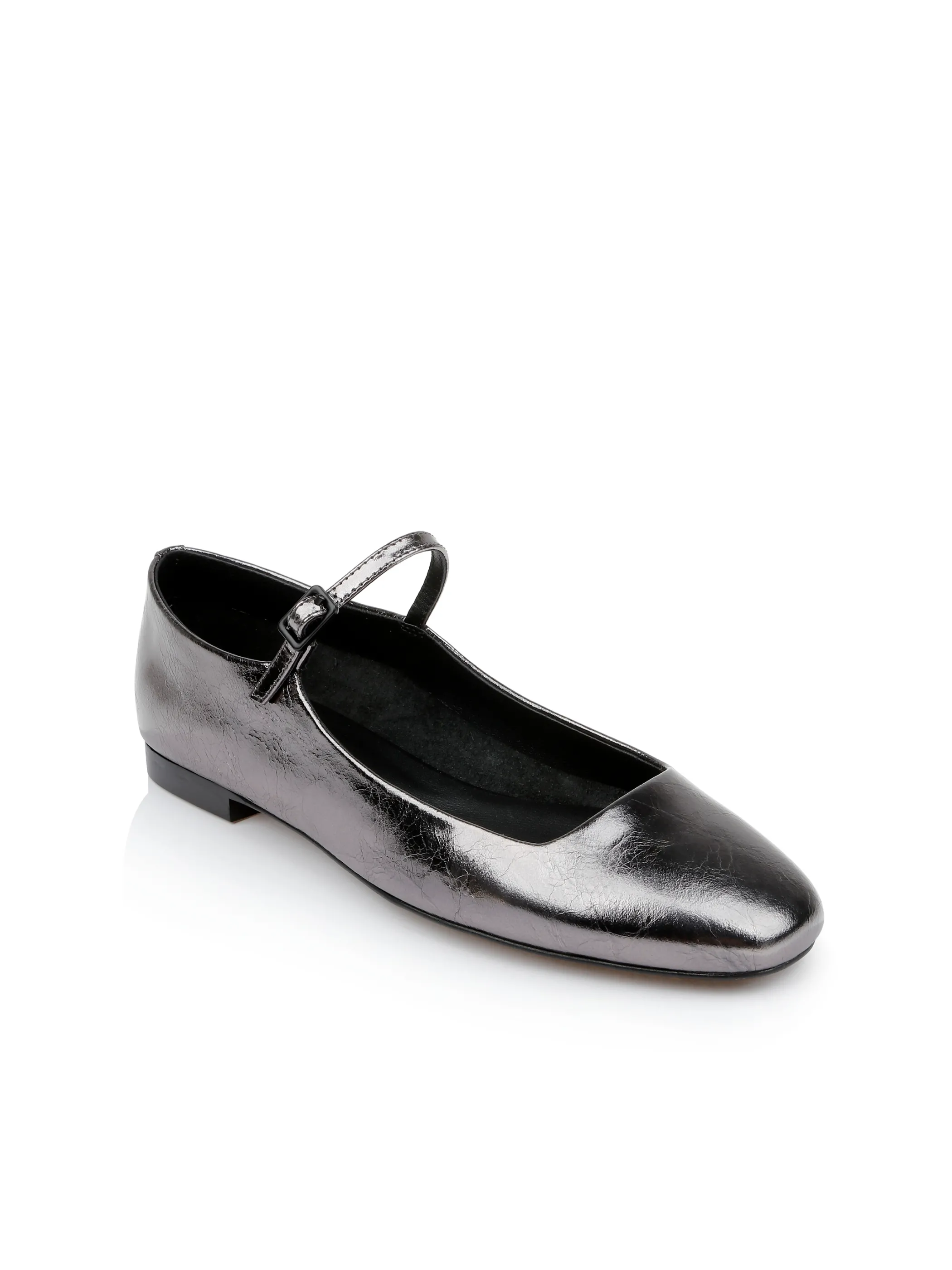 Flats & Loafers*L'AGENCE EDELIE LEATHER FLAT GunmetalLeather