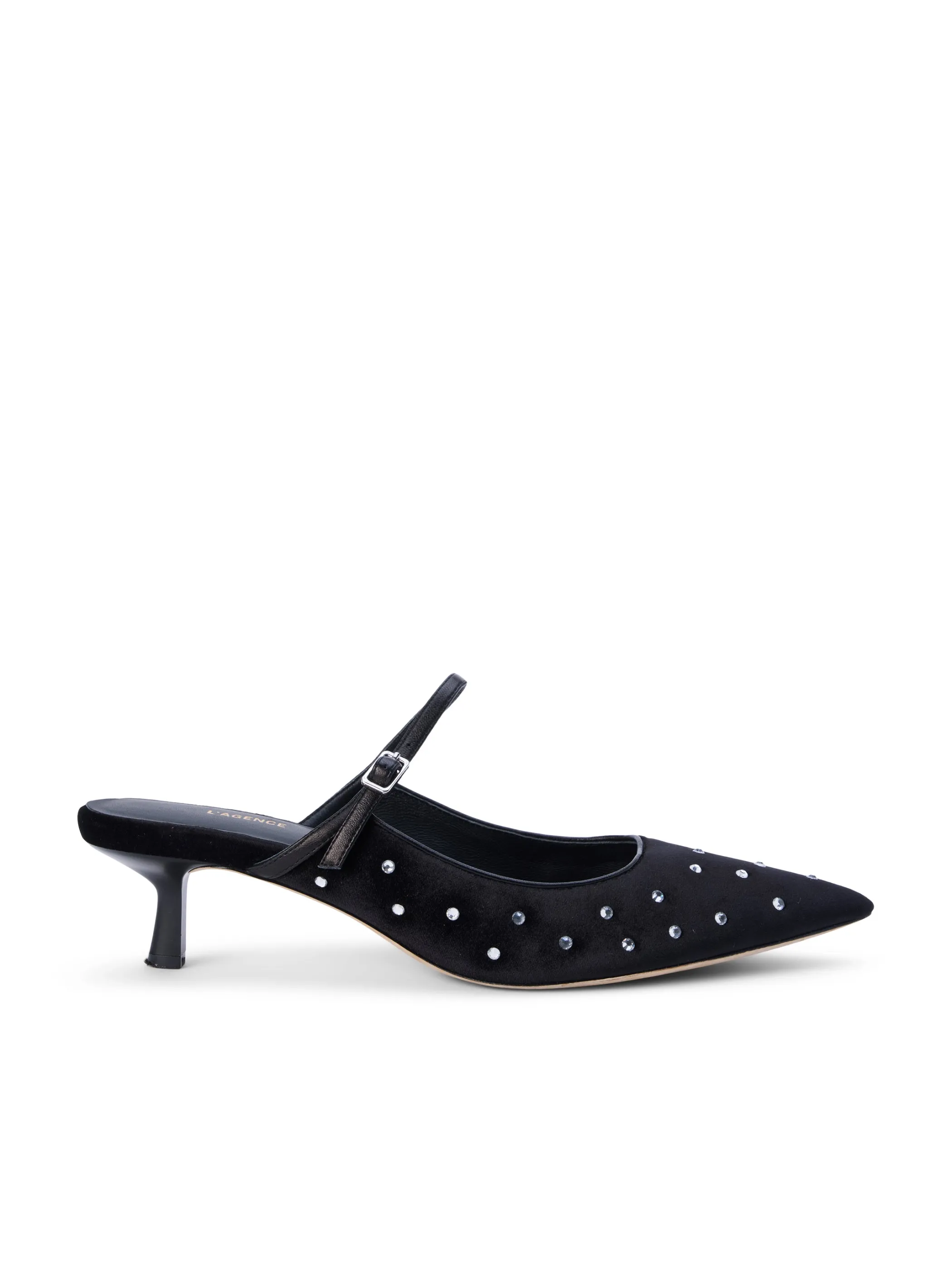 Heels*L'AGENCE EDITH VELVET MULE Black/VelvetBlue