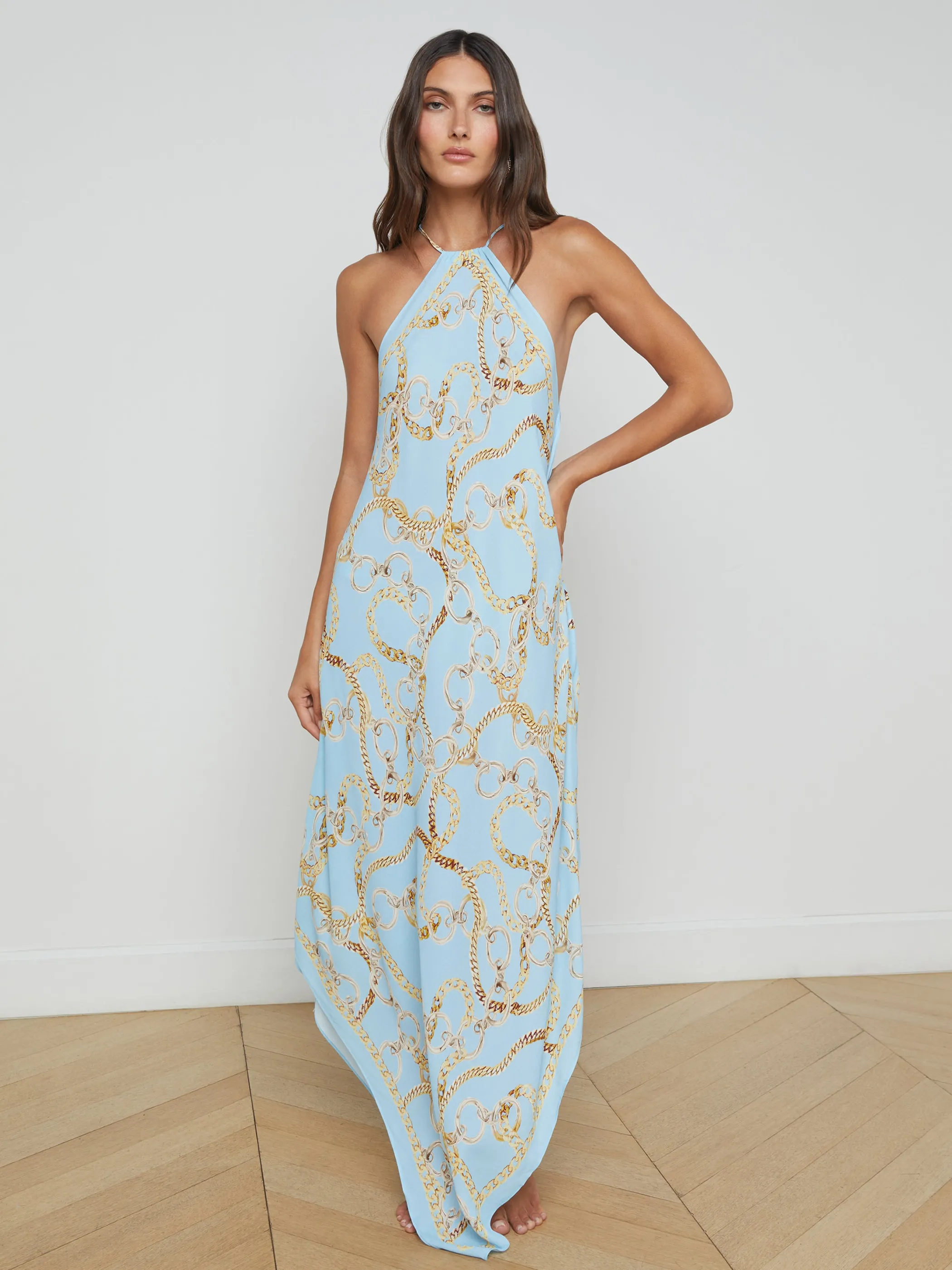 Swimwear | Swimwear*L'AGENCE ELISE HALTER MIDI DRESS SkyBlueMultiChain