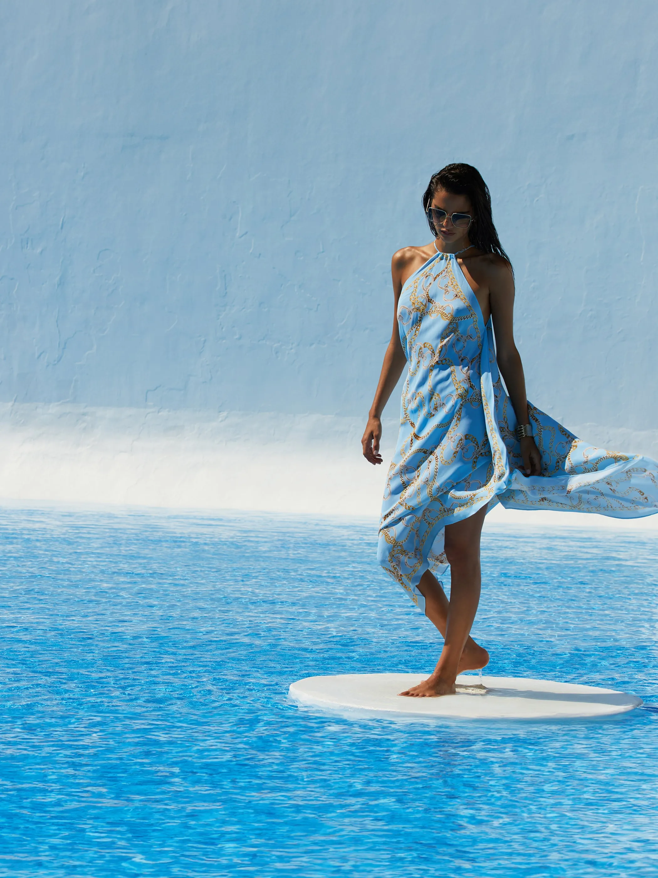 Swimwear | Swimwear*L'AGENCE ELISE HALTER MIDI DRESS SkyBlueMultiChain