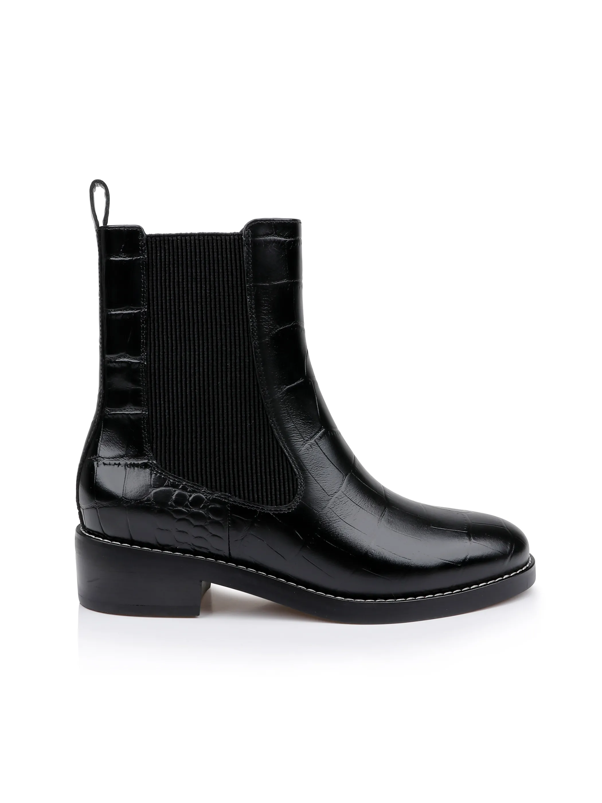 Boots & Booties*L'AGENCE EMMA CHELSEA BOOT BlackCrocoEmbossed