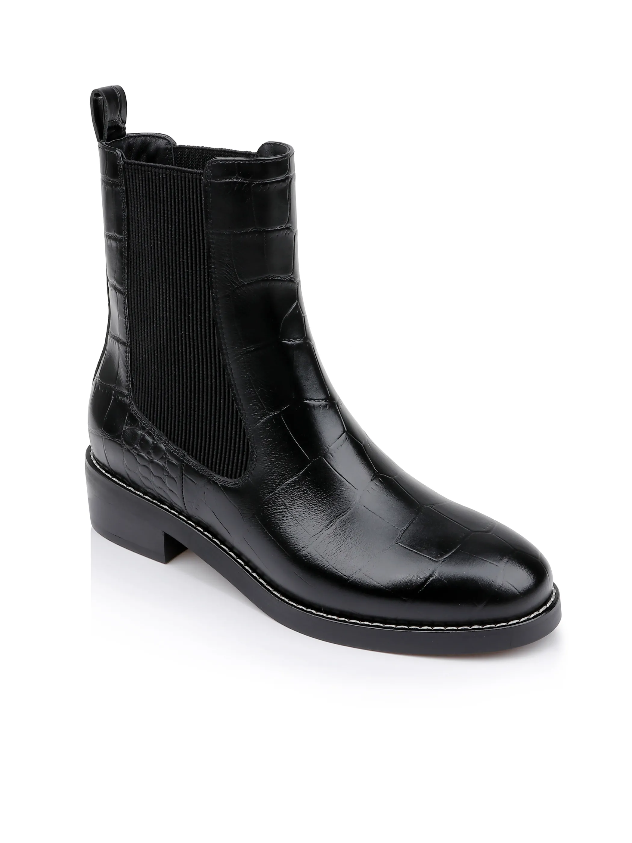 Boots & Booties*L'AGENCE EMMA CHELSEA BOOT BlackCrocoEmbossed