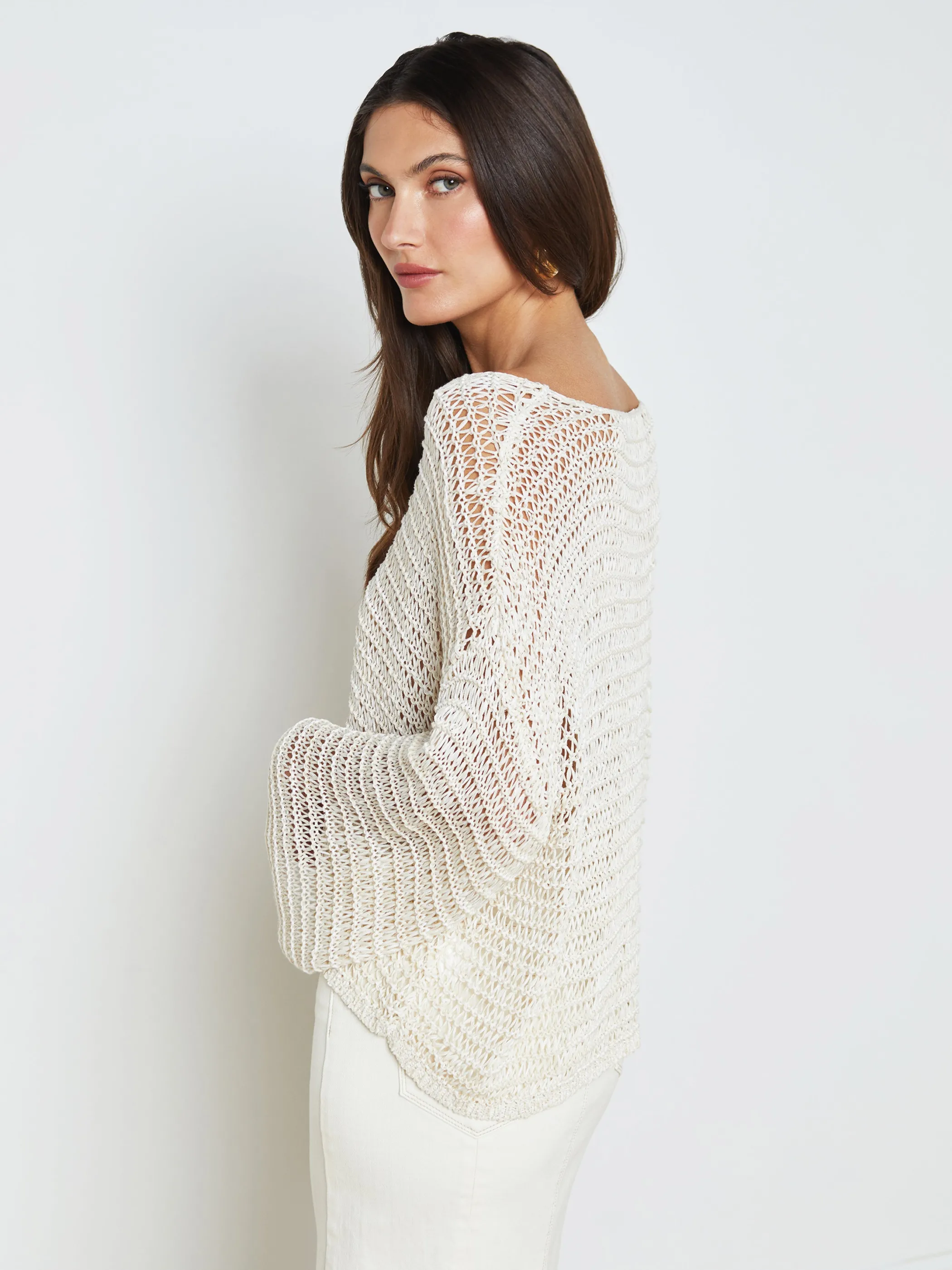 Blouses & Tops | Knitwear*L'AGENCE ETHAN OPEN-KNIT PULLOVER Ivory