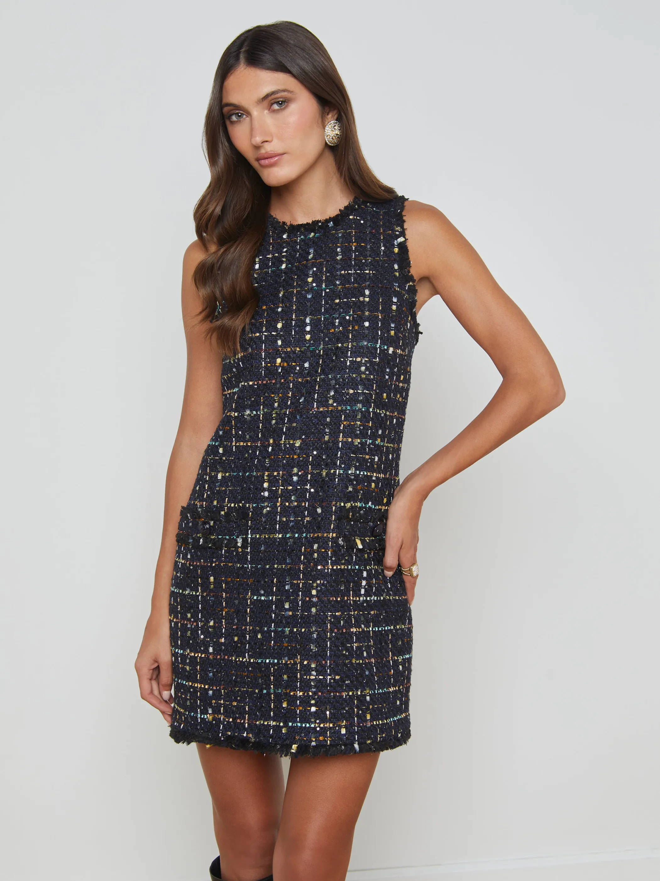 Matching Sets | Dresses & Jumpsuits*L'AGENCE FLORIAN TWEED SHIFT DRESS Midnight/MustardPlaid