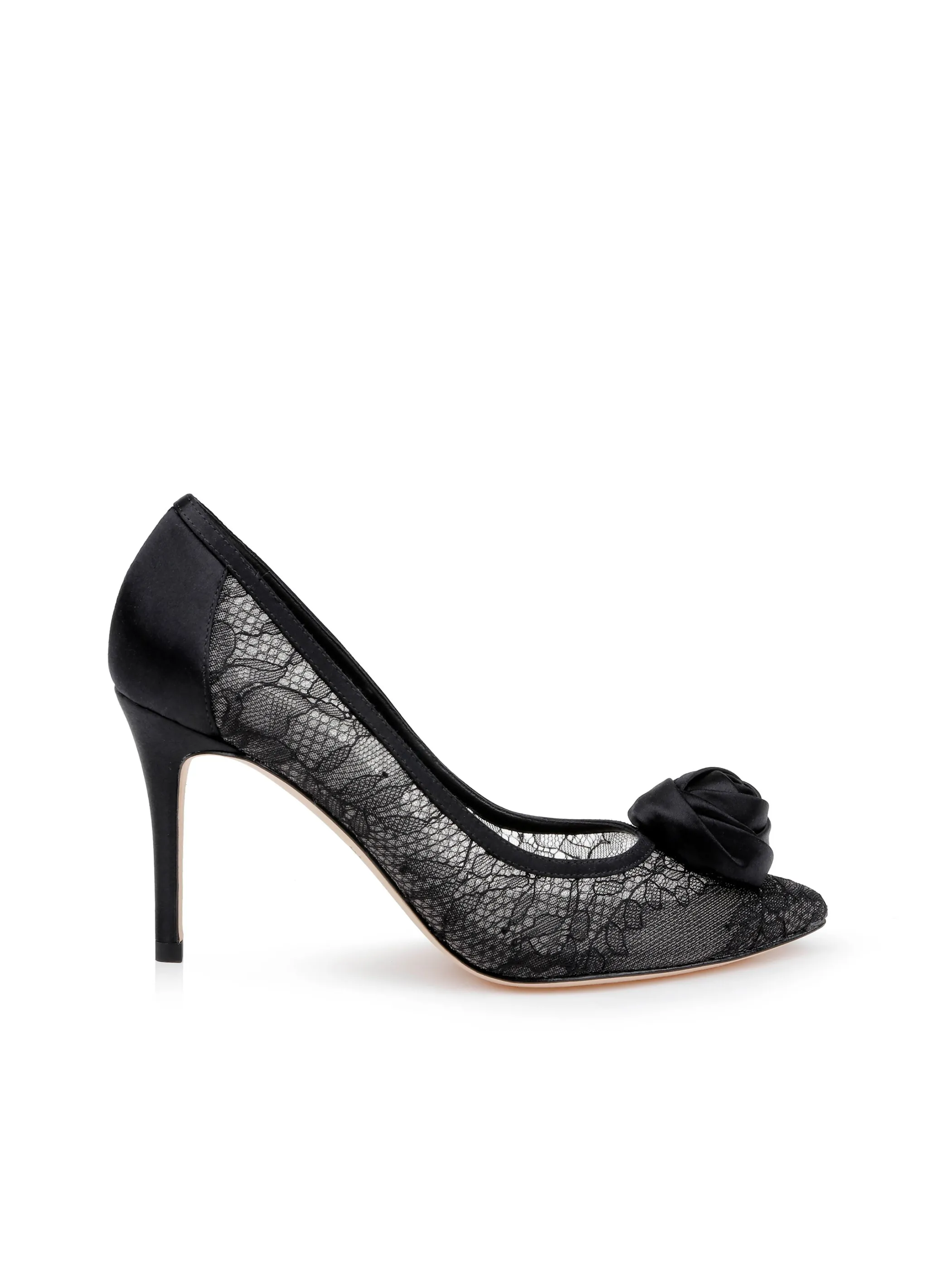 Heels*L'AGENCE FOSETTE LACE SANDAL BlackLace/Satin