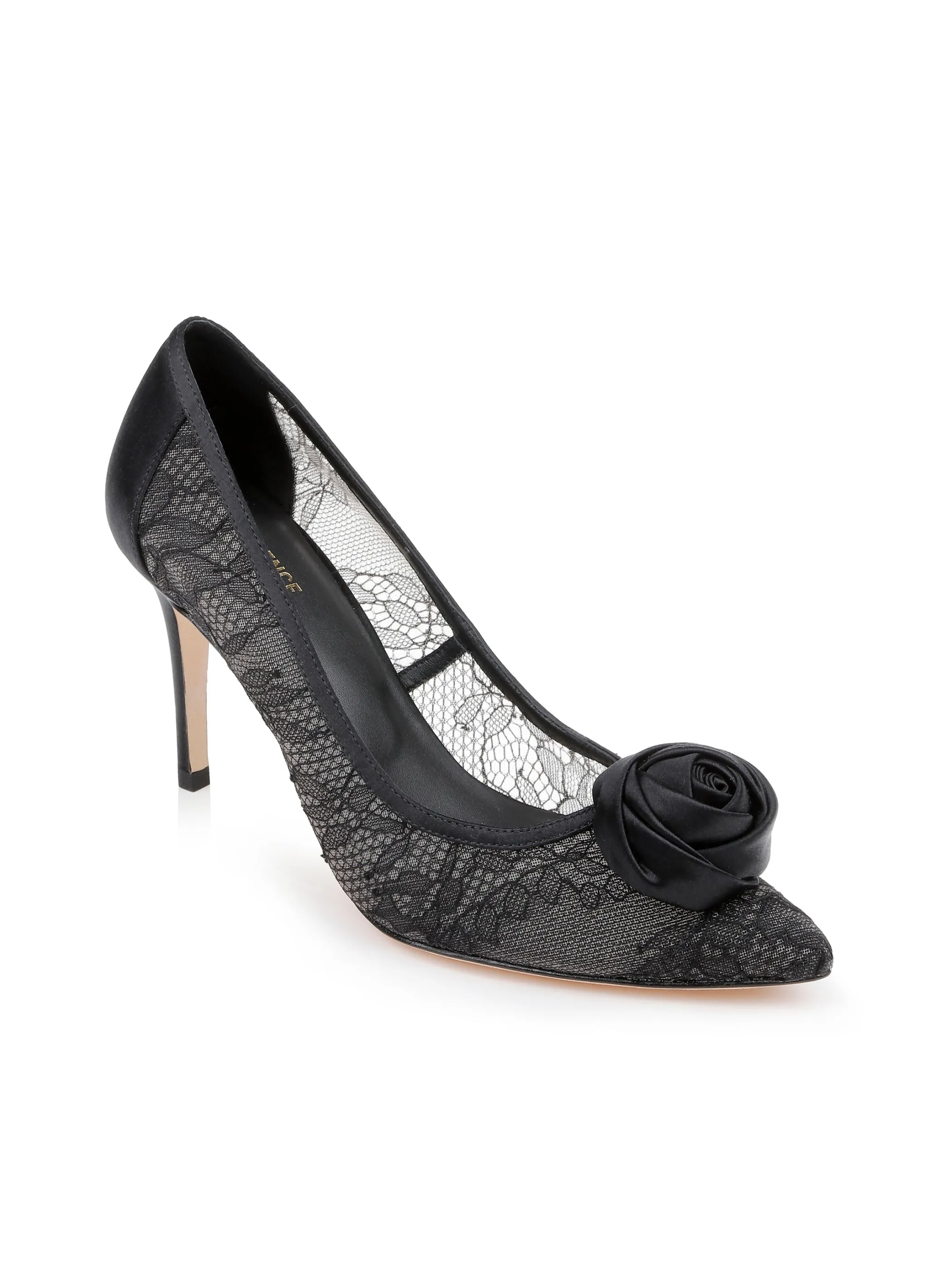 Heels*L'AGENCE FOSETTE LACE SANDAL BlackLace/Satin