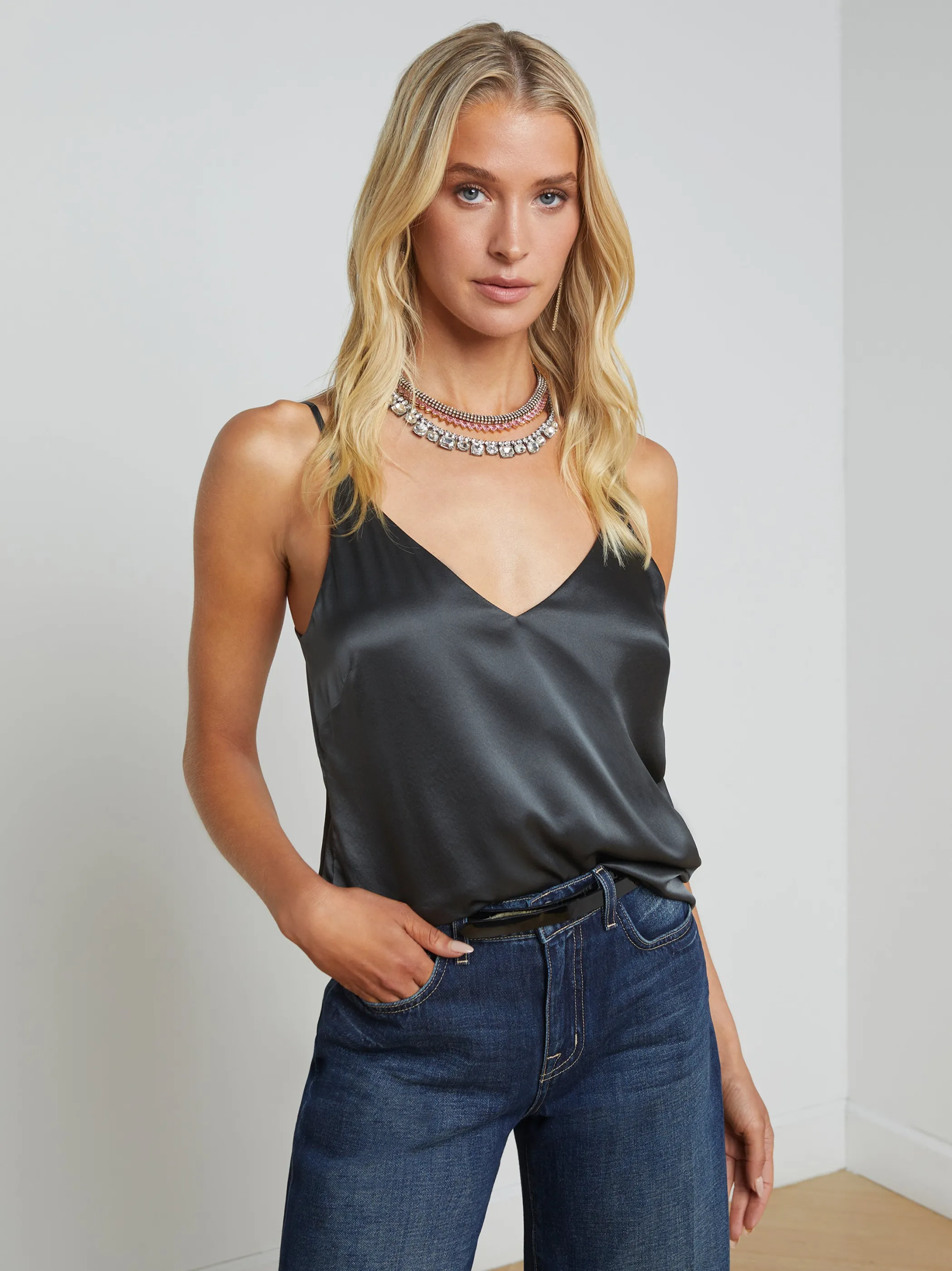 Camisoles & Tanks | Blouses & Tops*L'AGENCE GABRIELLA SILK CAMISOLE DarkShadow