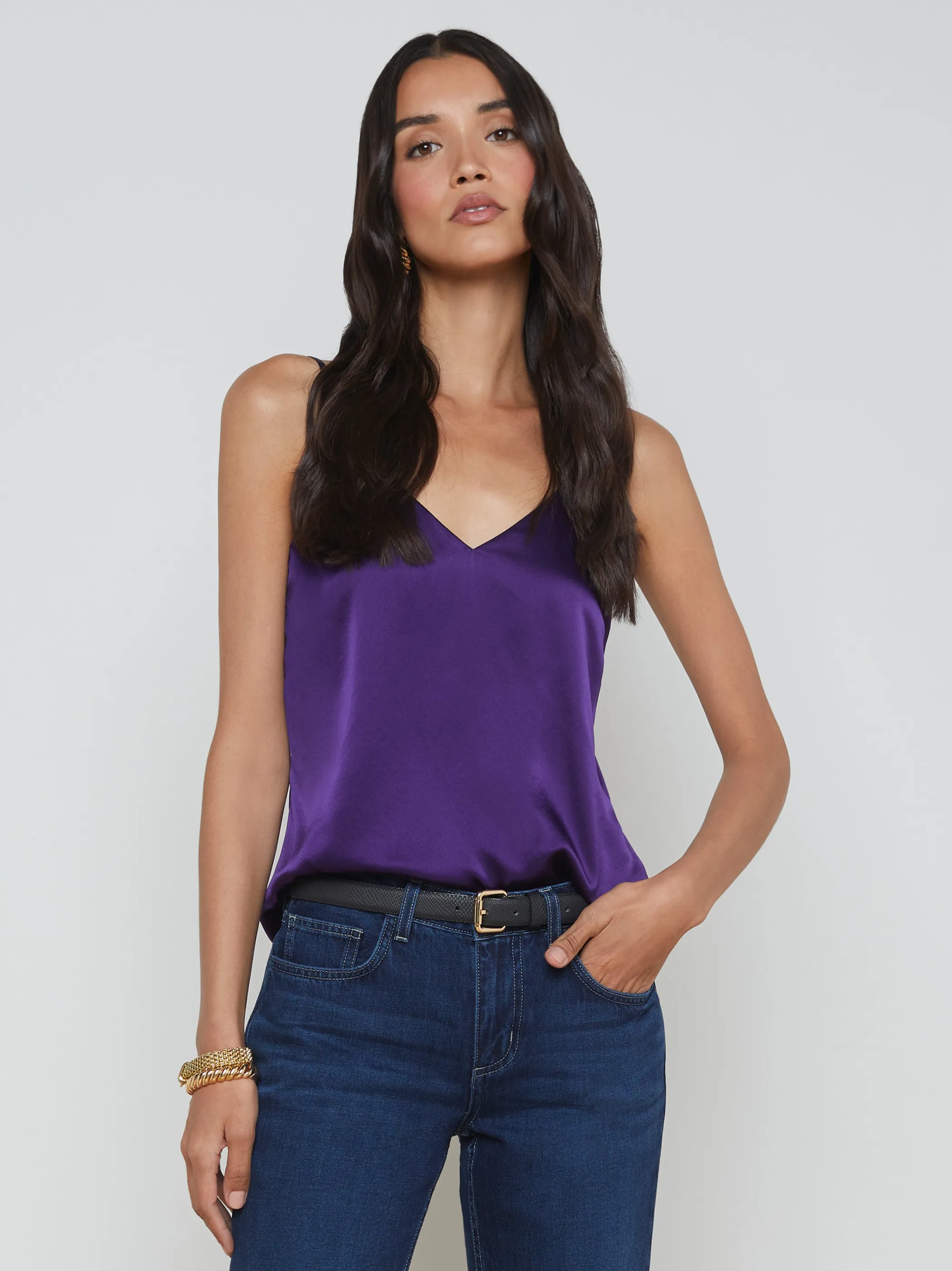 Blouses & Tops | Camisoles & Tanks*L'AGENCE GABRIELLA SILK CAMISOLE Acai