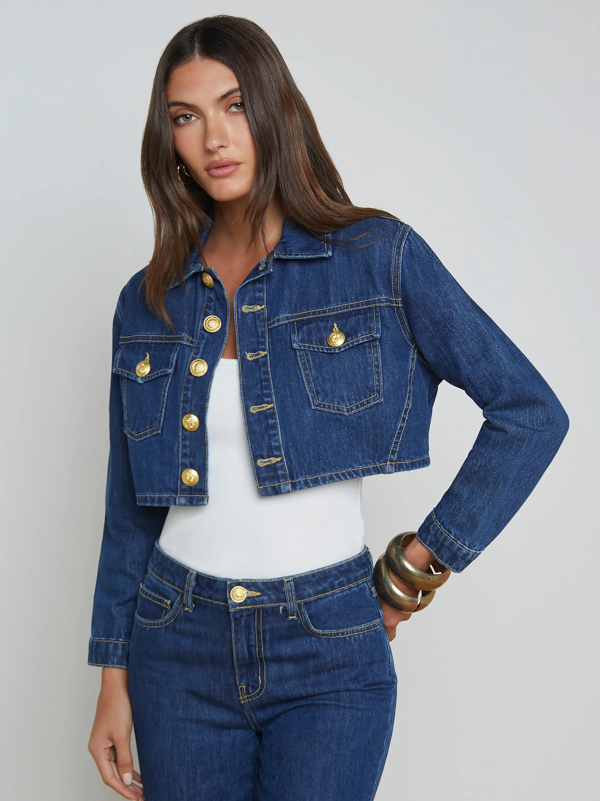 Denim Jackets | New Denim*L'AGENCE GENEVIE CROPPED DENIM JACKET Conway