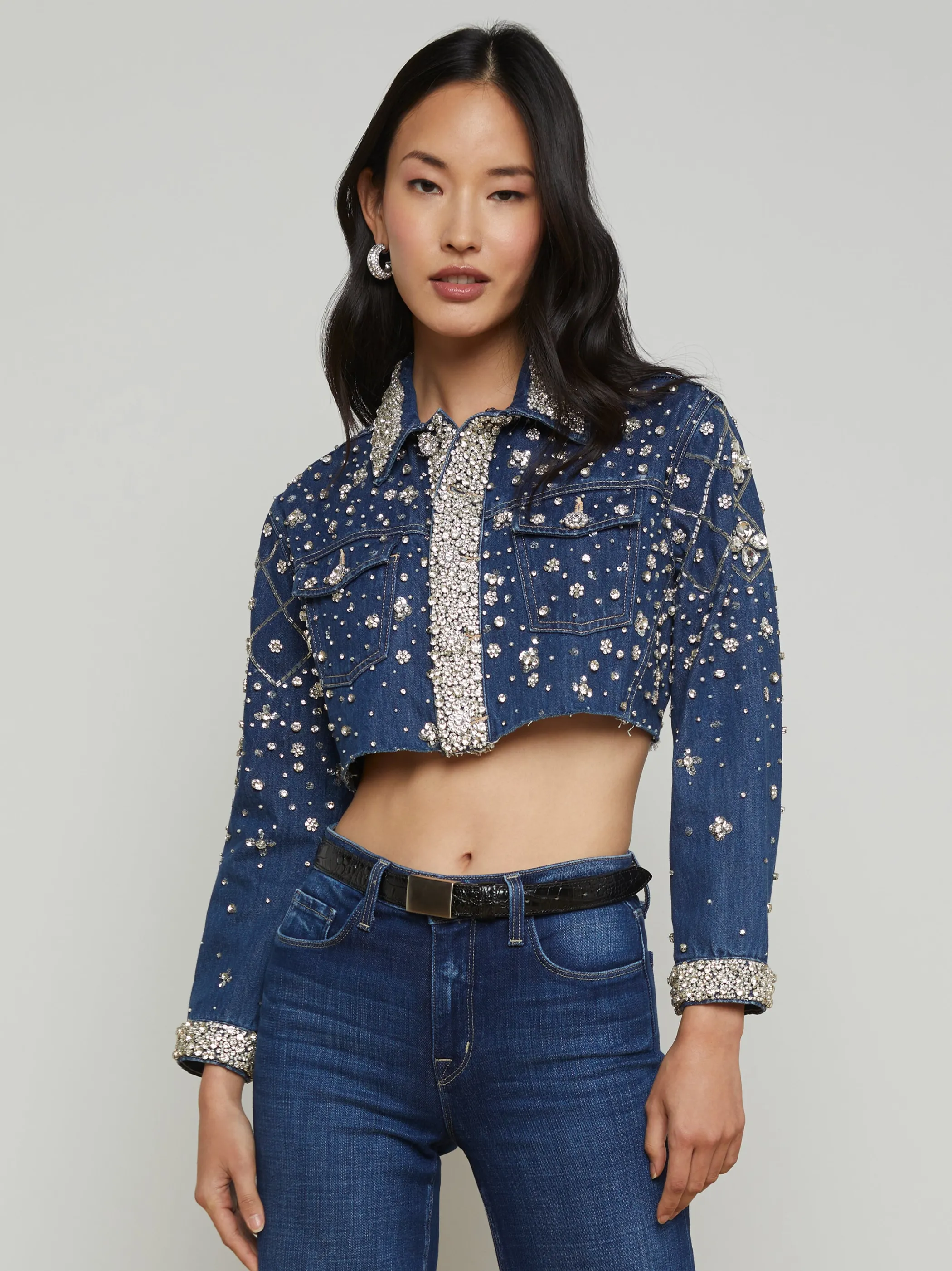 Denim Jackets | New Denim*L'AGENCE GENEVIE EMBELLISHED DENIM JACKET Conway