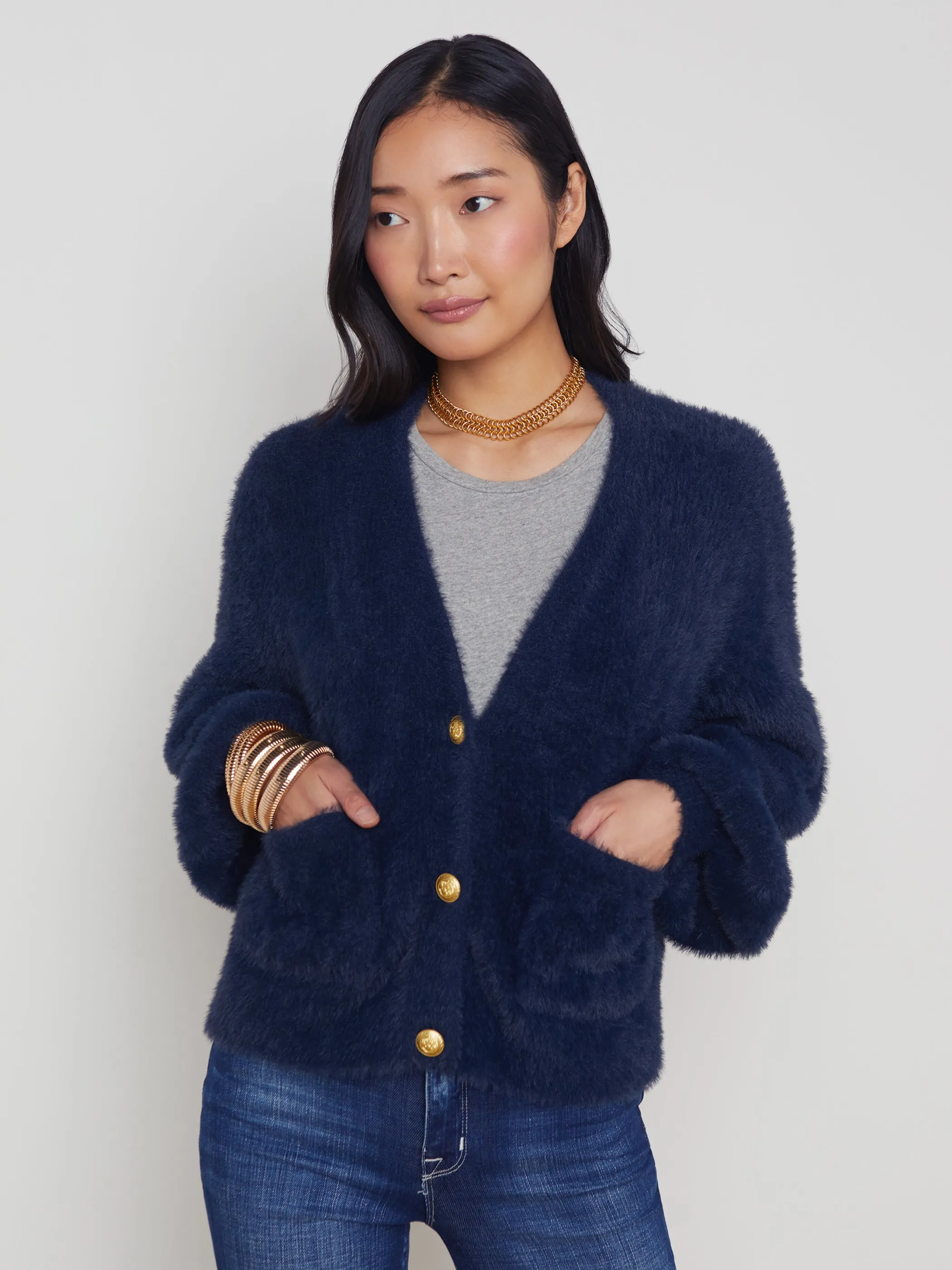 Knitwear*L'AGENCE HARRIET CARDIGAN Indigo